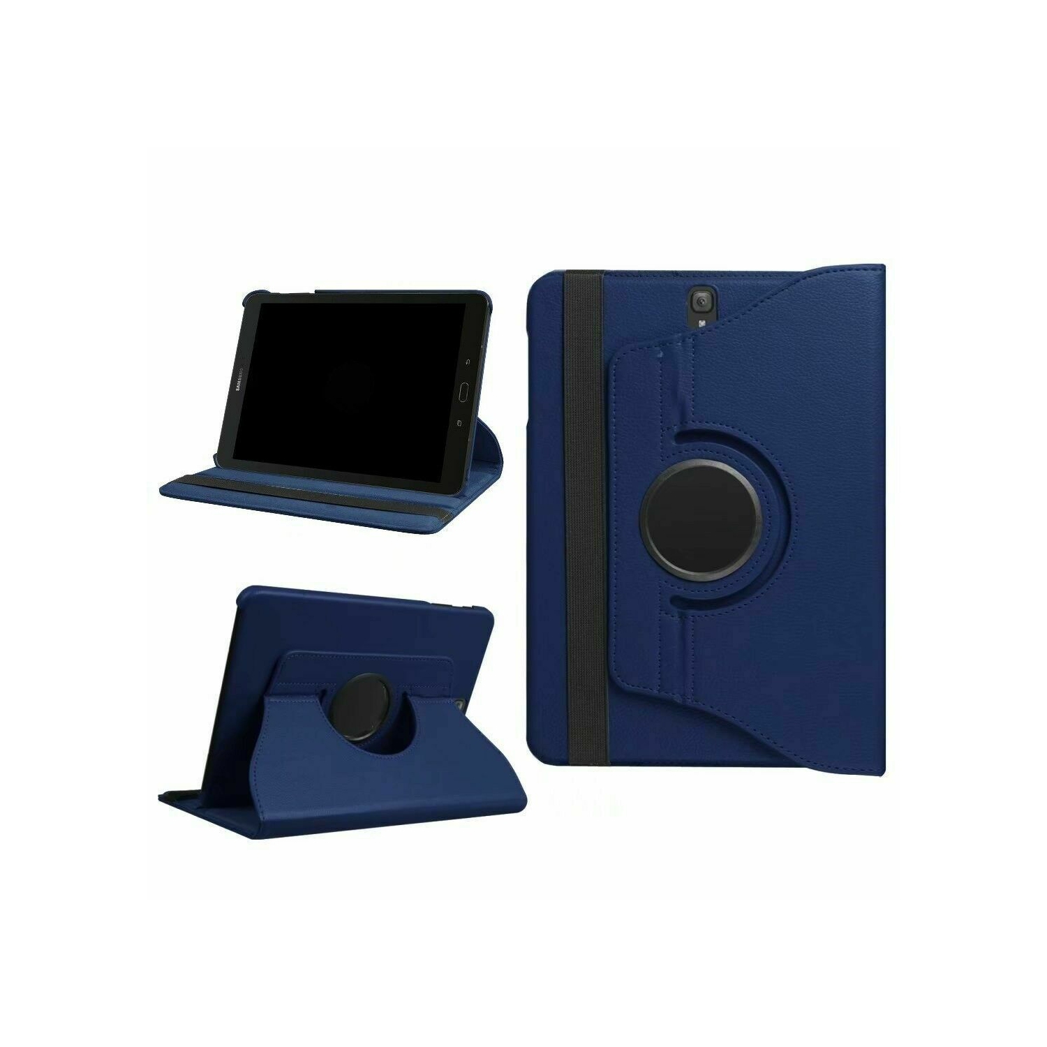 【CSmart】 360 Rotating Leather Tablet Case Smart Stand Cover for Samsung Tab S3 9.7" T820 T825, Navy