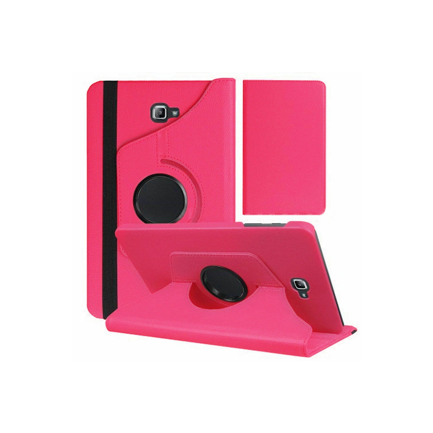【CSmart】 360 Rotating Leather Tablet Case Smart Stand Cover for Samsung Tab A 10.1" T580 T585, Hot Pink