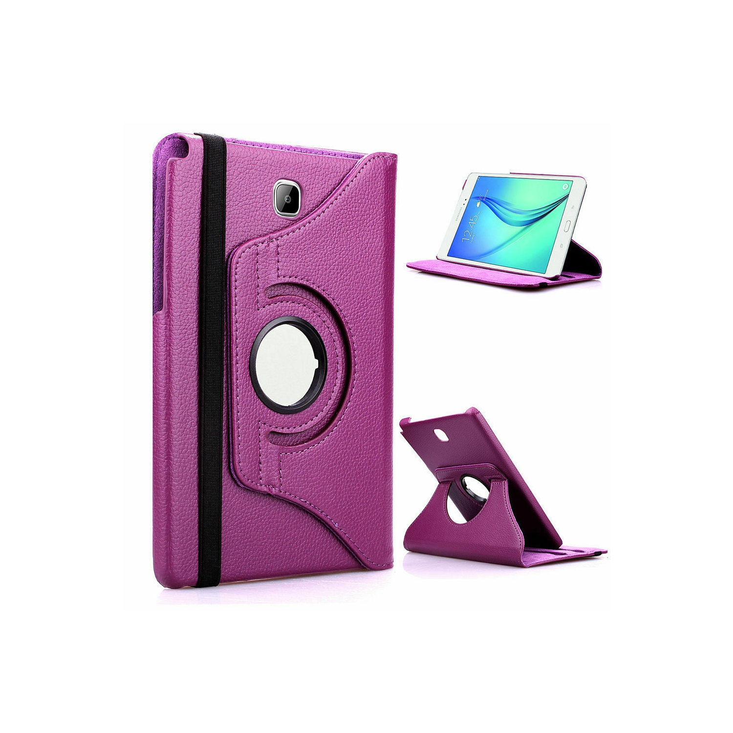 【CSmart】 Rotation à 360 degrés PU Cuir Étui Coque pour tablette Couverture de cas intelligente pour Samsung Tab A 8.0" 2017 T380 T385, Violet