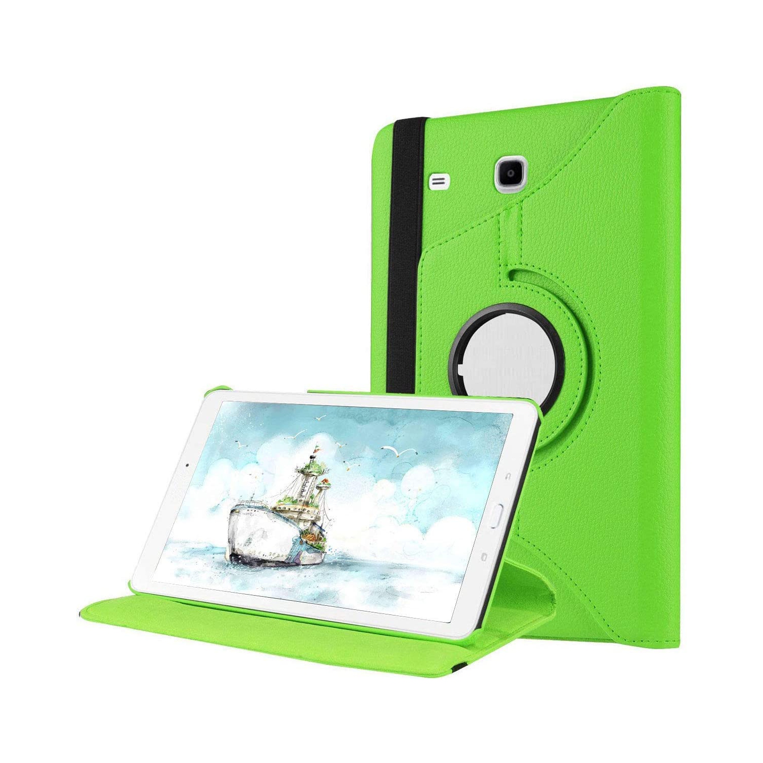 【CSmart】 360 Rotating Leather Tablet Case Smart Stand Cover for Samsung Tab E 9.6" T560 T561 T565, Green