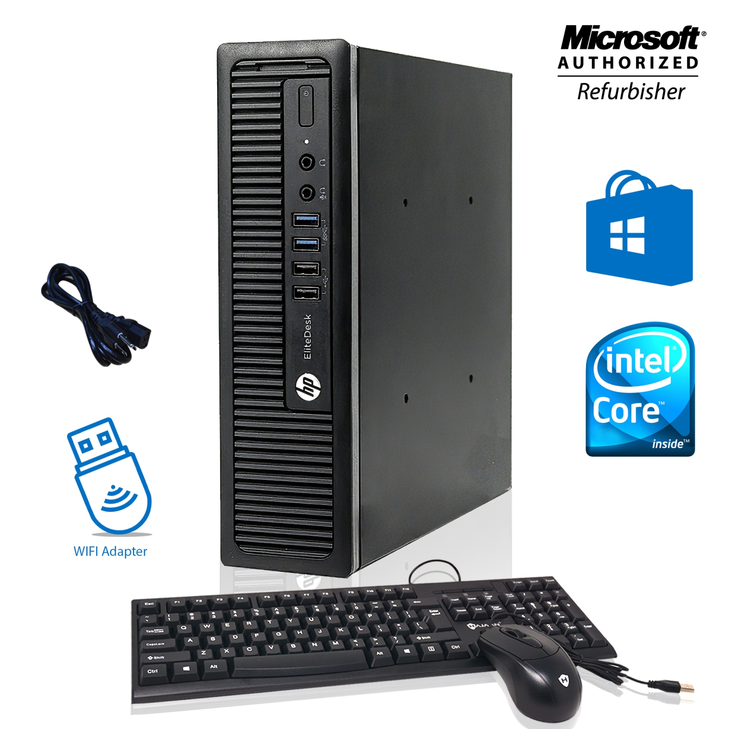 Refurbished - HP EliteDesk 800 G1 USFF Mini Desktop Intel Core i7 4770S@3.2GHz 16GB DDR3 RAM 500GB HDD Windows 10 Home HDMI Adapter(2015 Model)