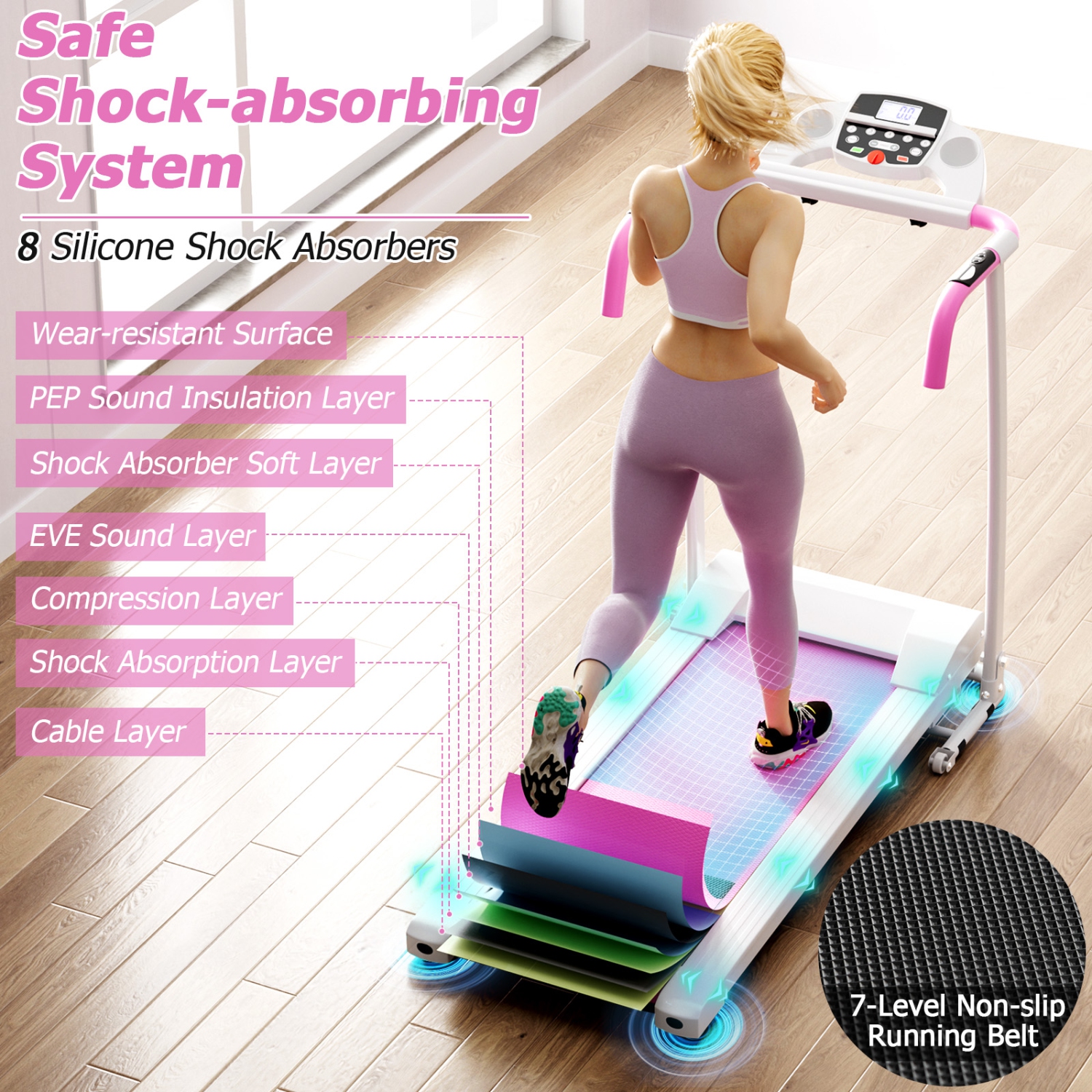 Costway 800W Folding Treadmill Electric /Support Motorized Power Running Fitness