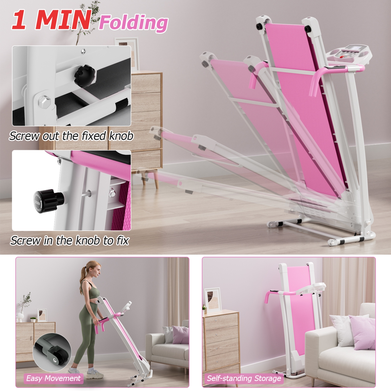 Costway 800W Folding Treadmill Electric /Support Motorized Power Running Fitness