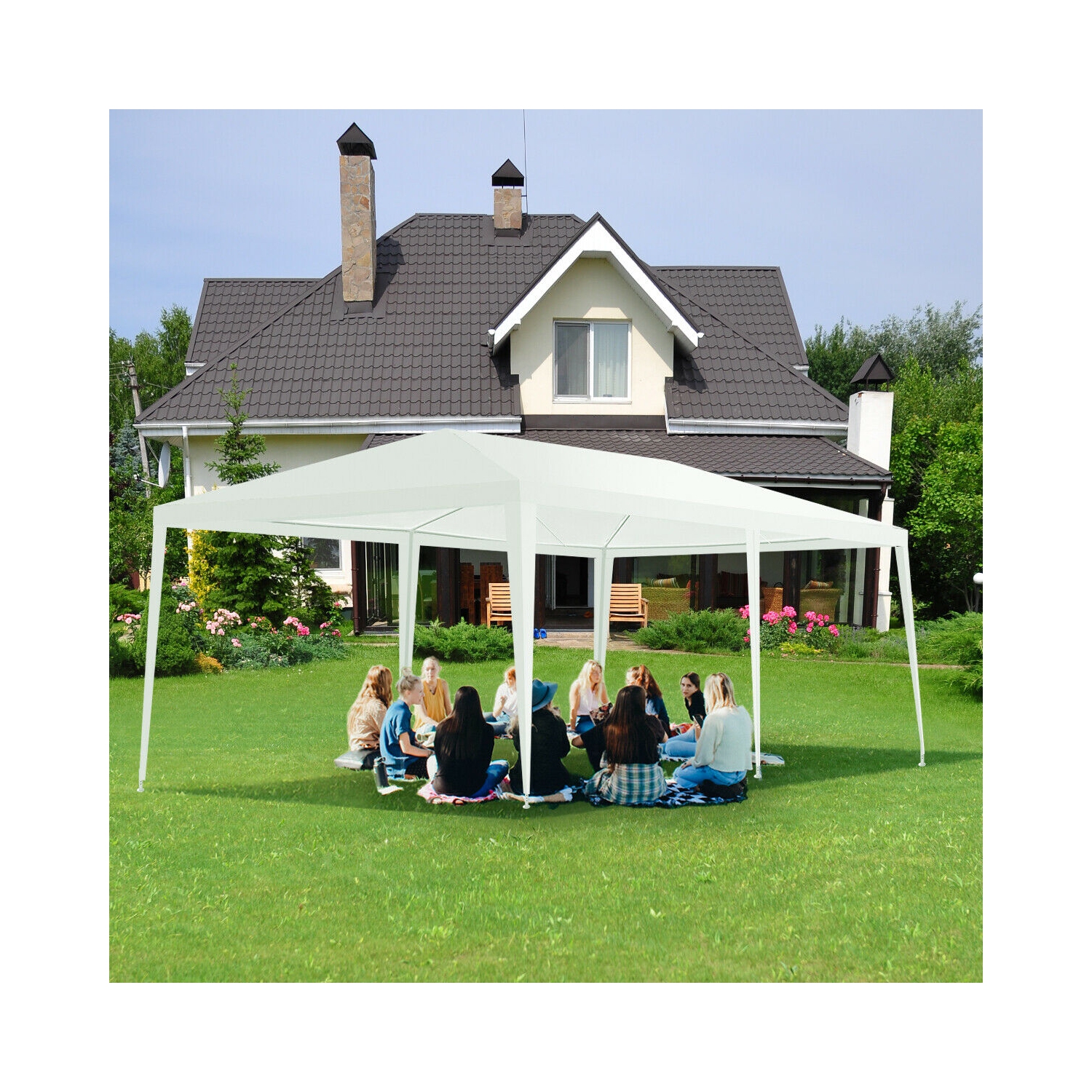 Costway Wedding Tent Canopy Party 10'x20' Heavy Duty Gazebo Cater Event W/ Side Walls