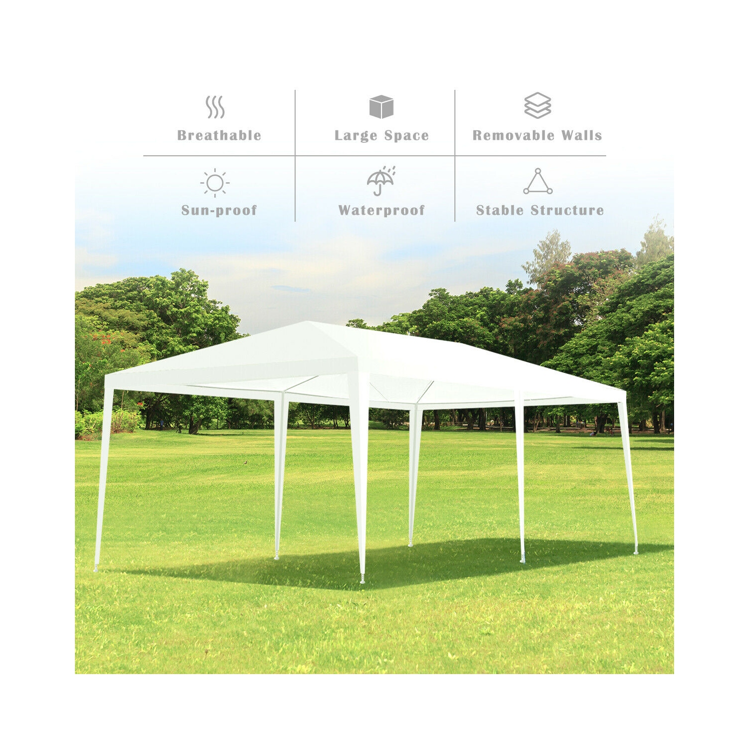 Costway Wedding Tent Canopy Party 10'x20' Heavy Duty Gazebo Cater Event W/ Side Walls