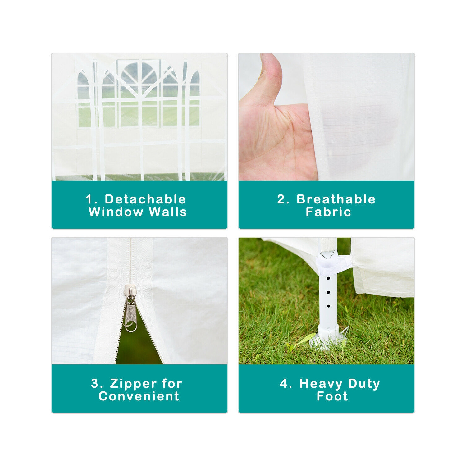 Costway Wedding Tent Canopy Party 10'x20' Heavy Duty Gazebo Cater Event W/ Side Walls