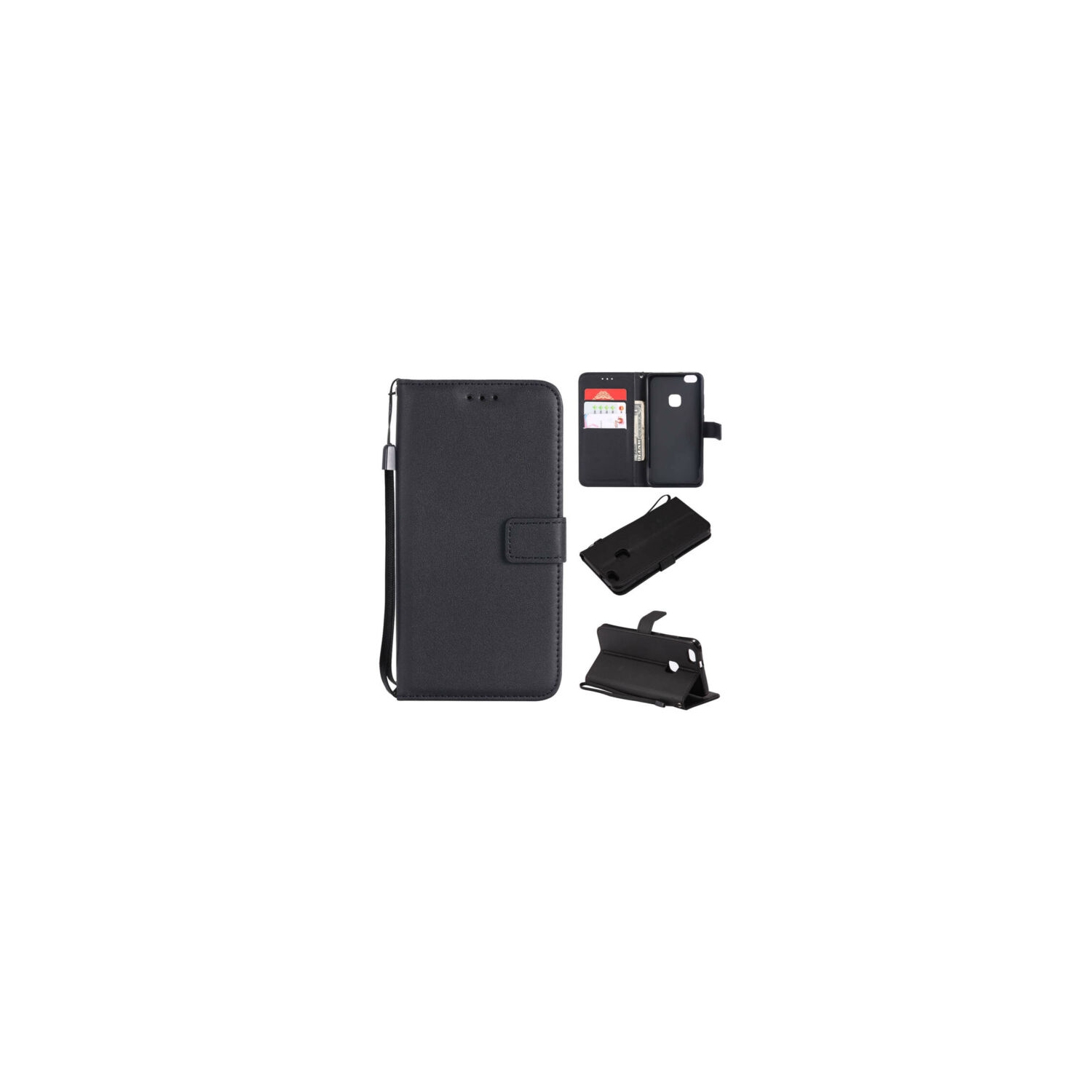 【CSmart】 Magnetic Card Slot Leather Folio Wallet Flip Case Cover for Huawei P10 Lite, Black