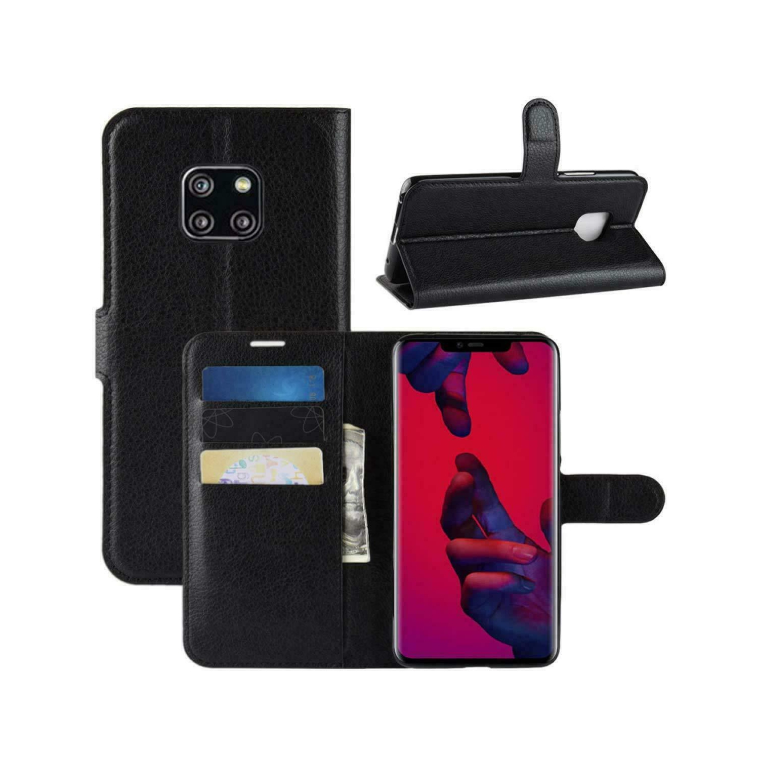 [CS] Huawei Mate 20 Pro Case, Magnetic Leather Folio Wallet Flip Case Cover with Card Slot, Black