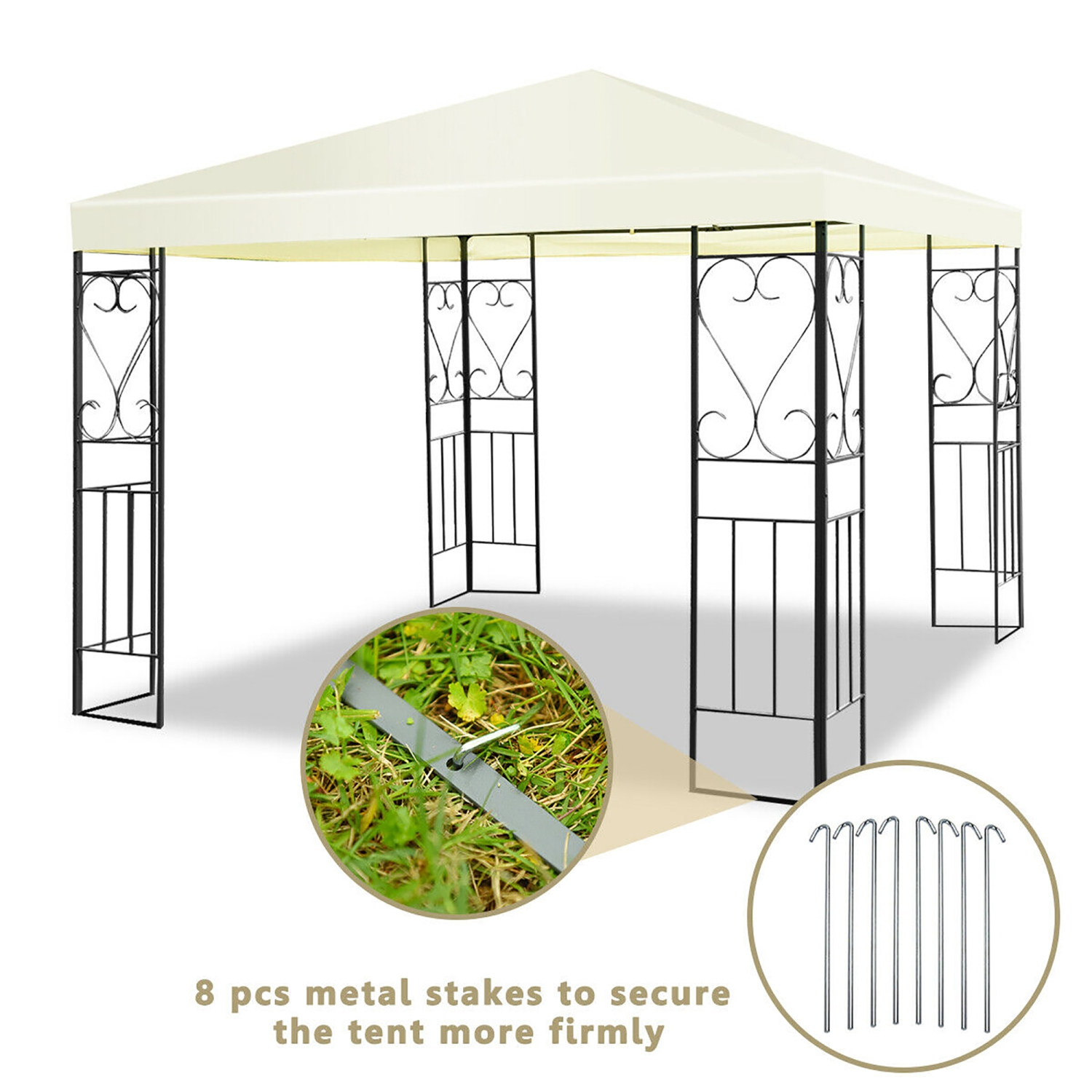 Costway 10'x10' Patio Gazebo Canopy Tent Steel Frame Shelter Patio Party Awning