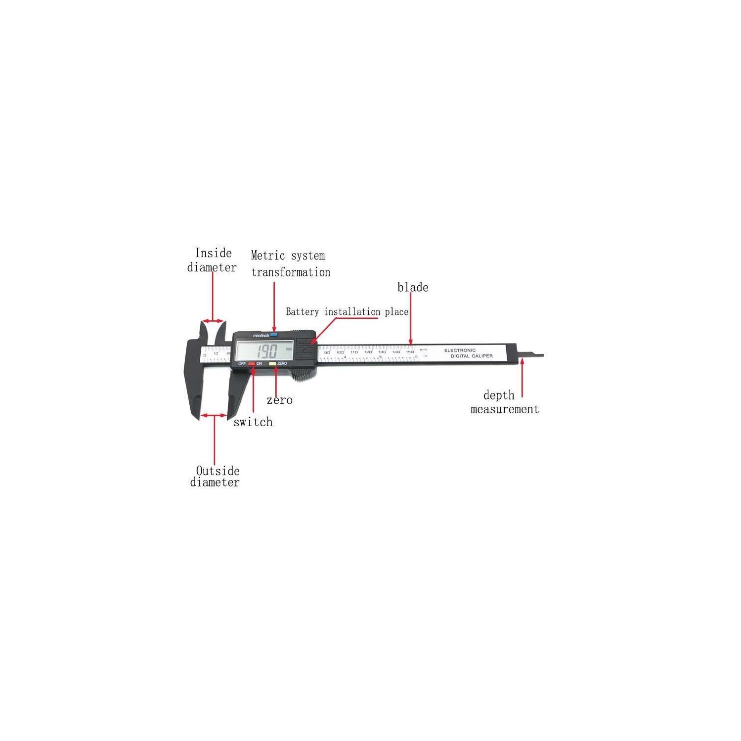 Pied à coulisse numérique ACL 150 mm calibre de l'électronique en fibre de carbone Micromètre