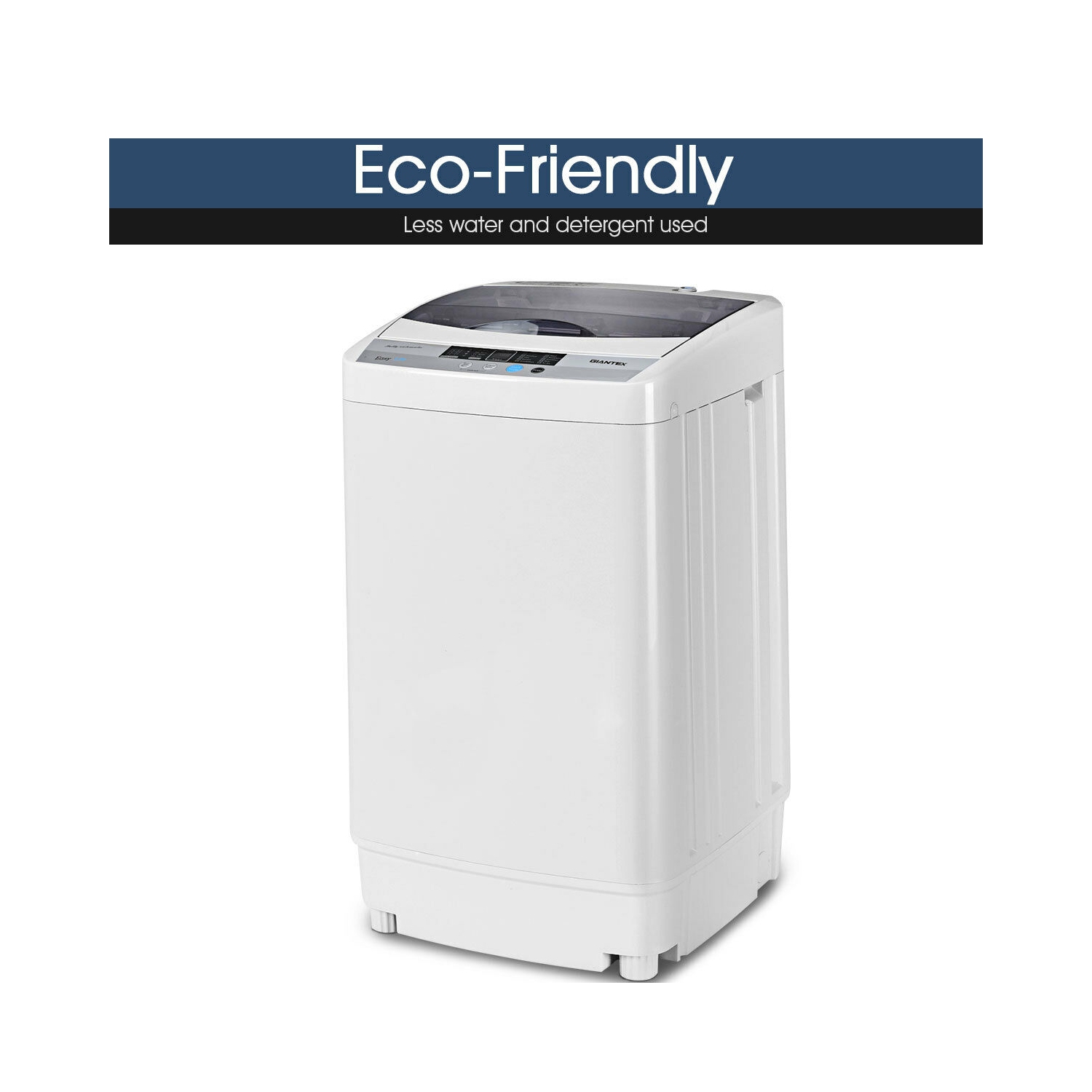 Machine à laver compacte – Lave-linge compact et portable – Pompe de drainage – 8 niveaux d’eau