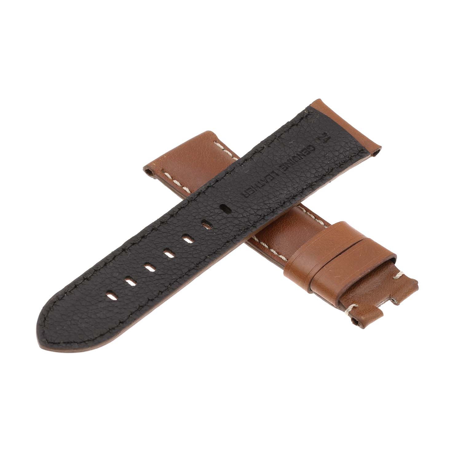DASSARI Smooth Leather Men's Watch Band Strap for Panerai Deployant Deployment Clasp - Extra Long - Tan - 24mm