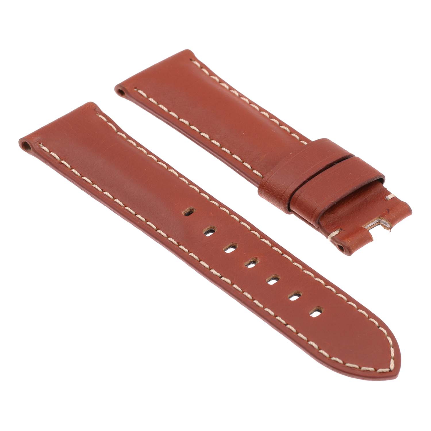 DASSARI Smooth Leather Men's Watch Band Strap for Panerai Deployant Deployment Clasp - Rust - 26mm