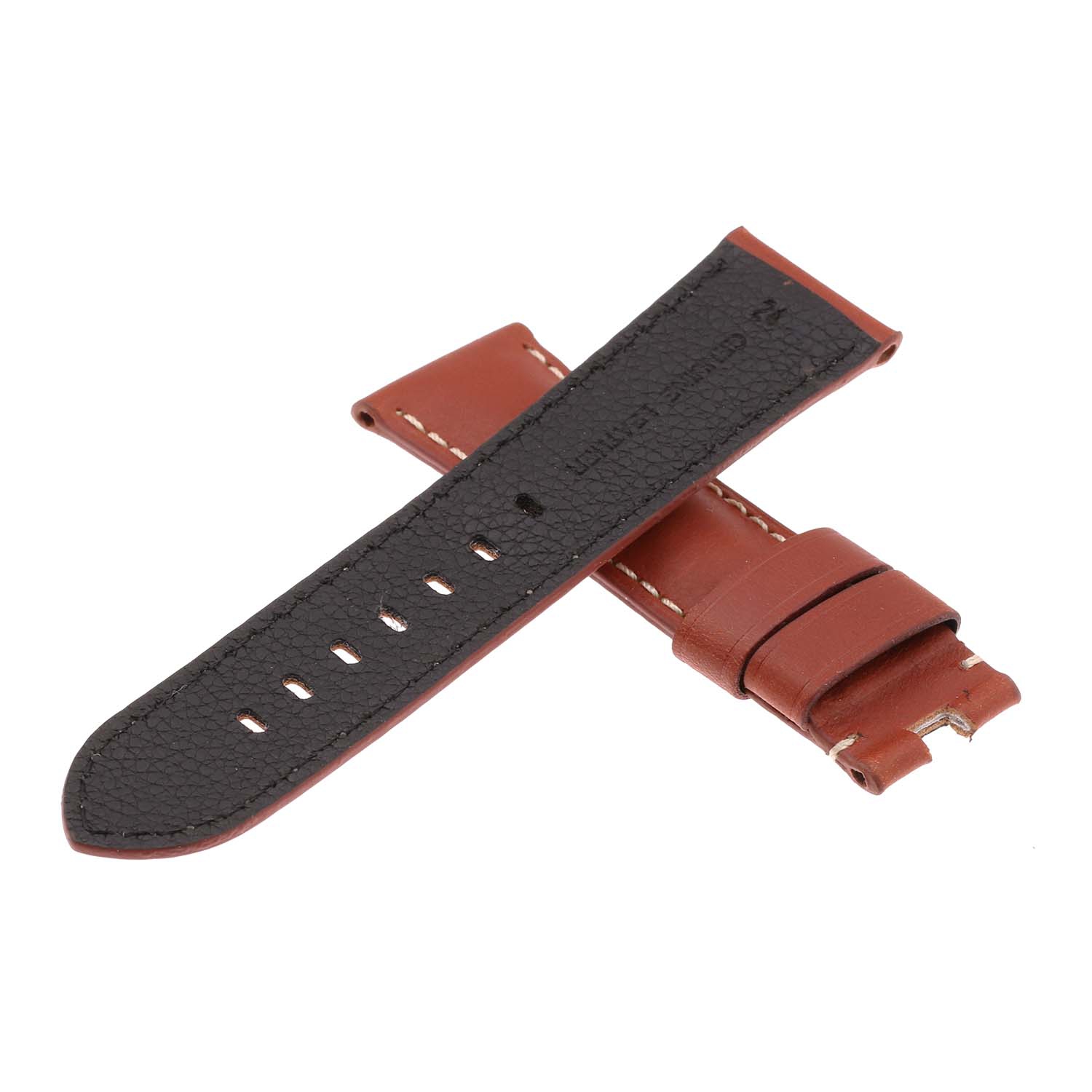DASSARI Smooth Leather Men's Watch Band Strap for Panerai Deployant Deployment Clasp - Rust - 26mm