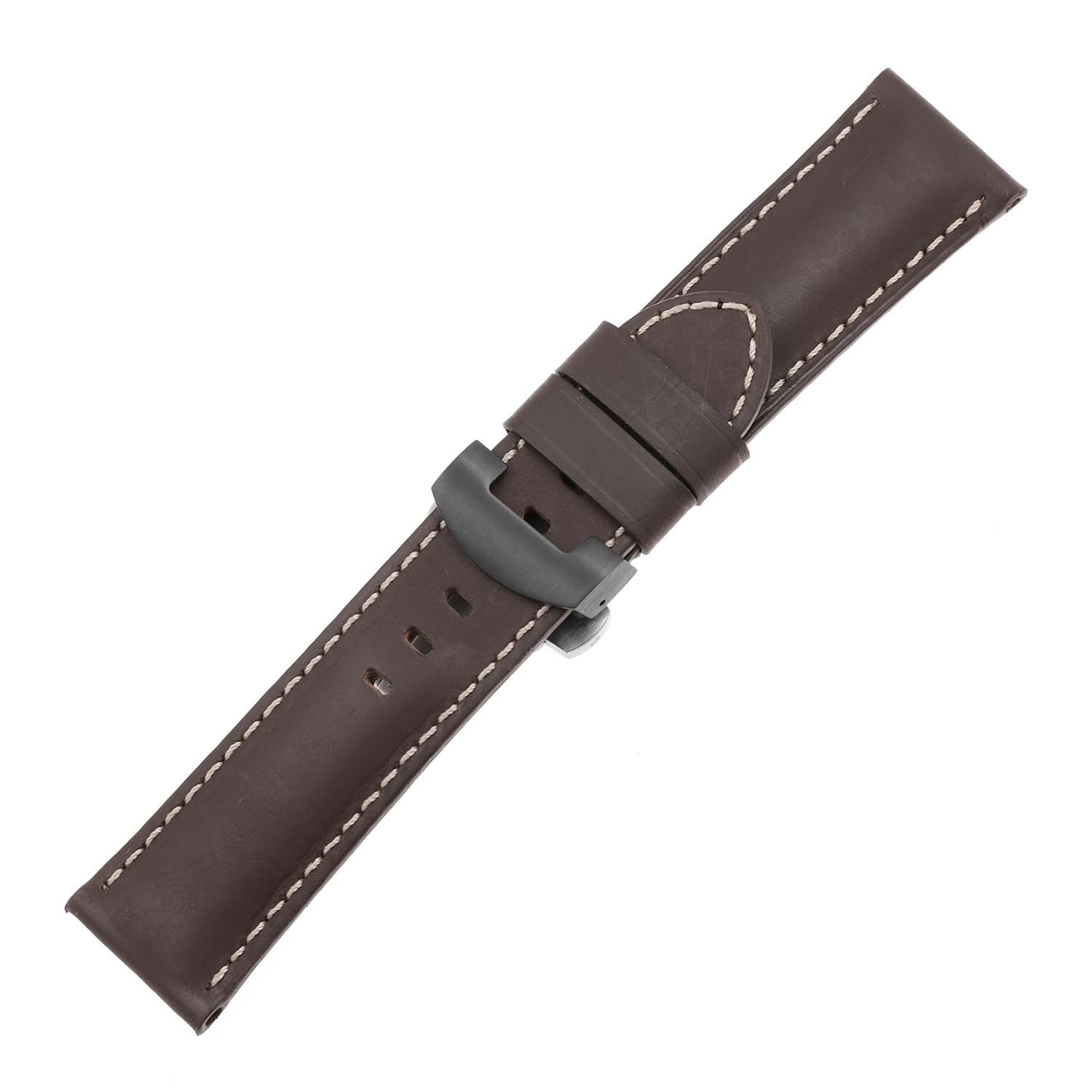 DASSARI Bracelet de Montre en Cuir Lisse pour Hommes avec Fermoir Déployant Noir pour Panerai - 22mm - Brun
