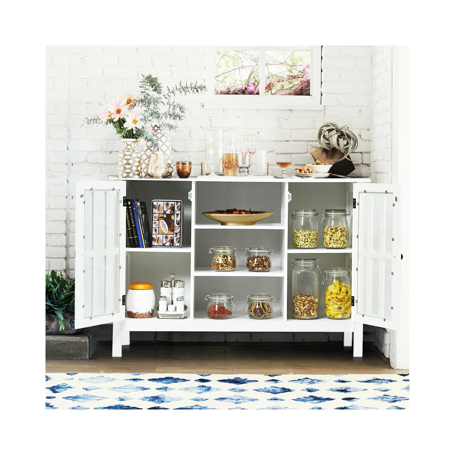 Gymax Wood TV Stand Entertainment Media Center Console for TV up to 50'' White