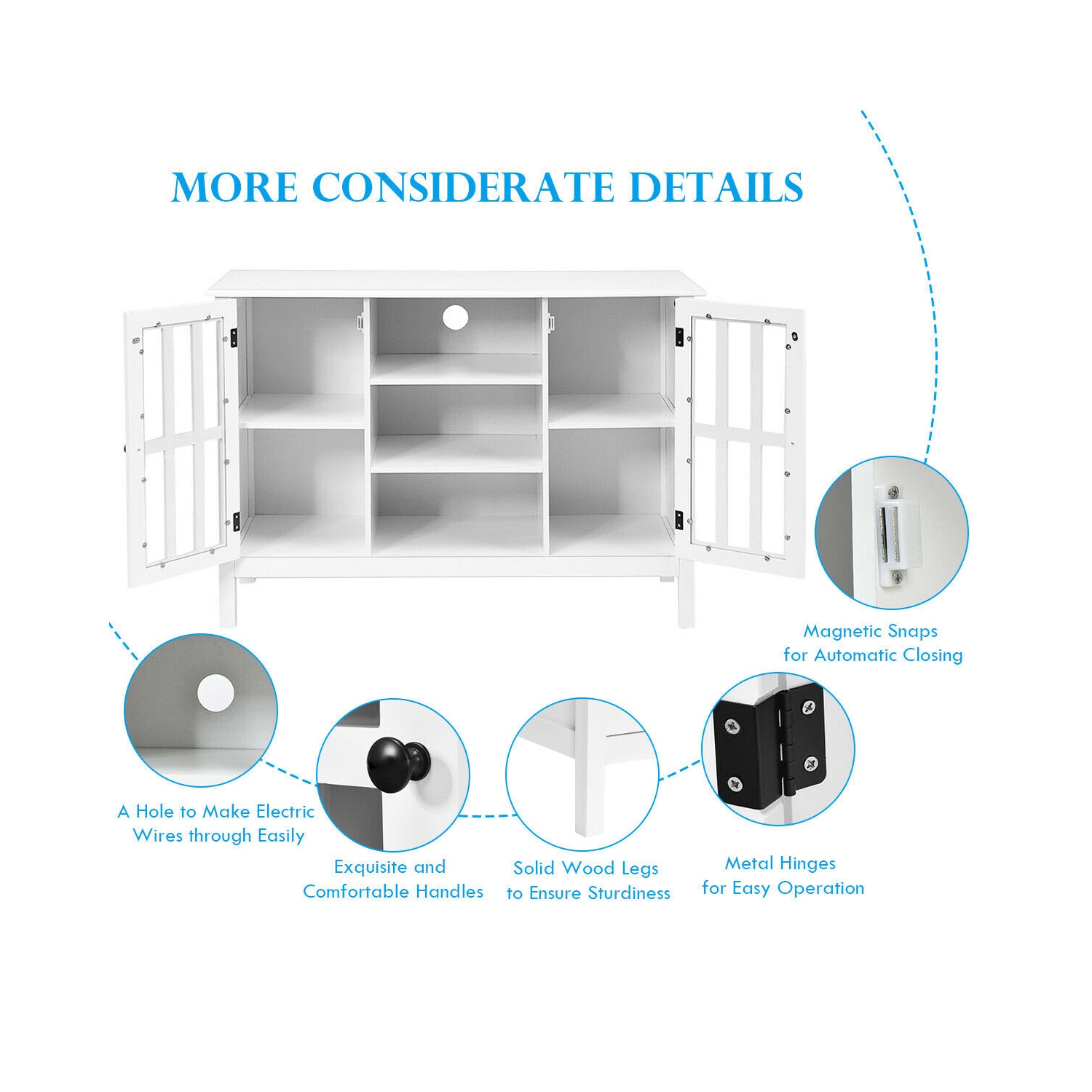 Gymax Wood TV Stand Entertainment Media Center Console for TV up to 50'' White