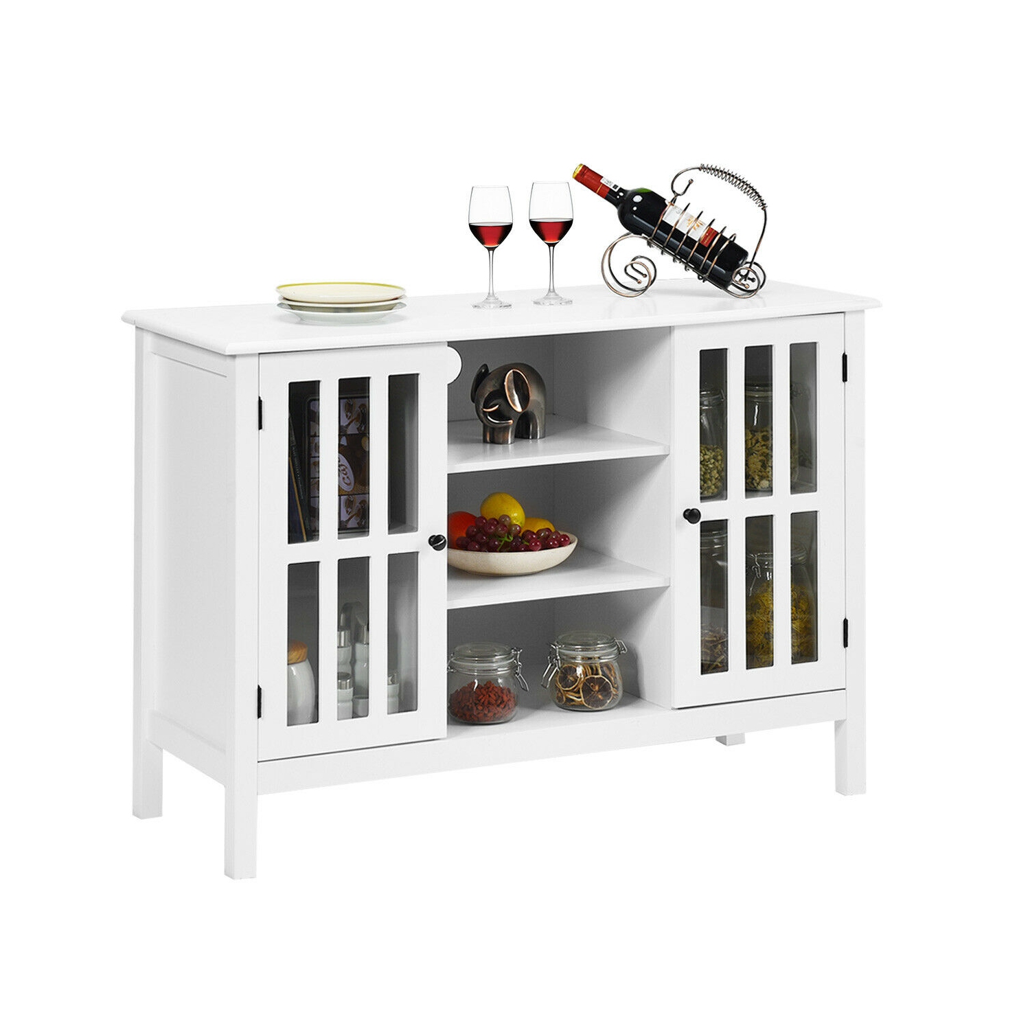 Gymax Wood TV Stand Entertainment Media Center Console for TV up to 50'' White