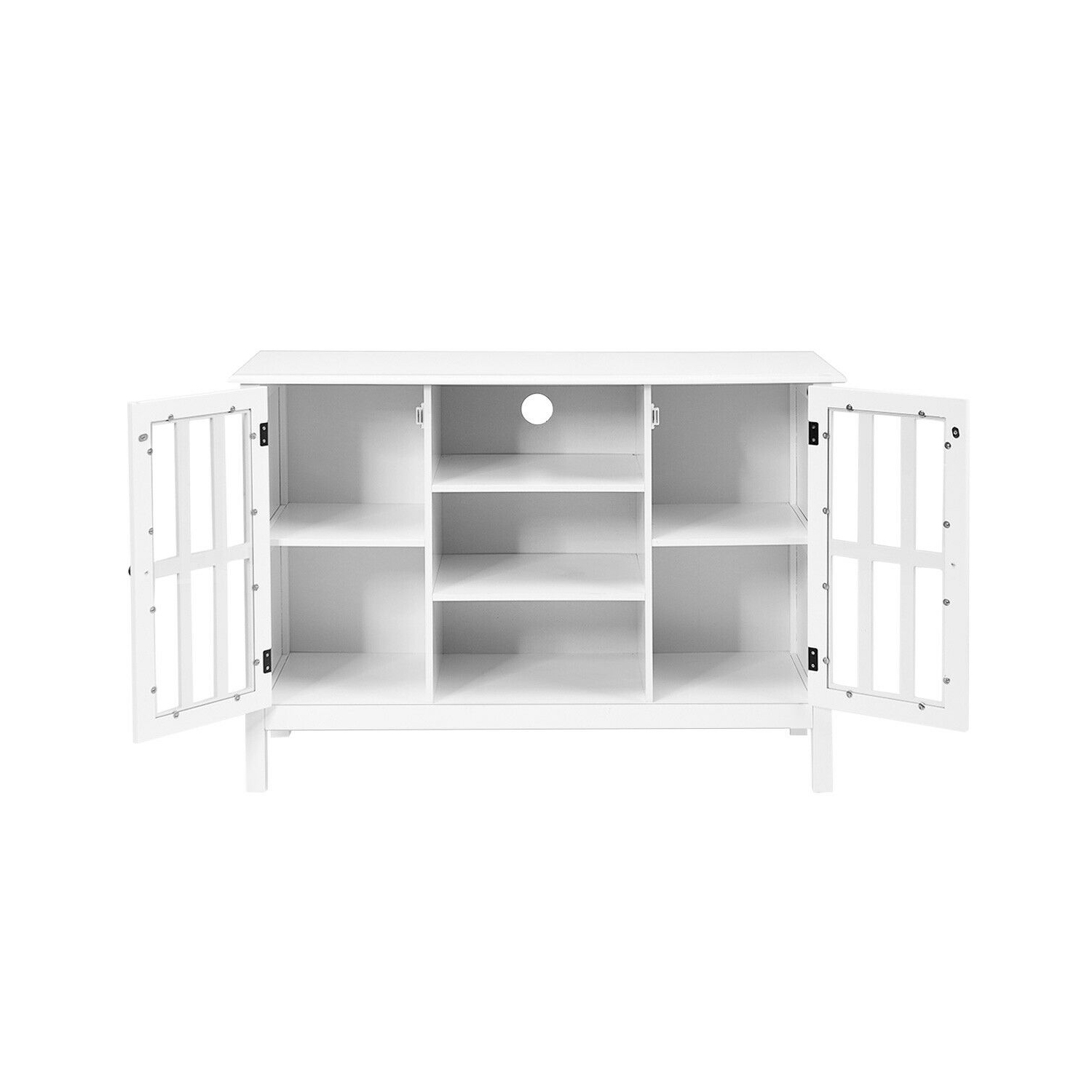 Gymax Wood TV Stand Entertainment Media Center Console for TV up to 50'' White