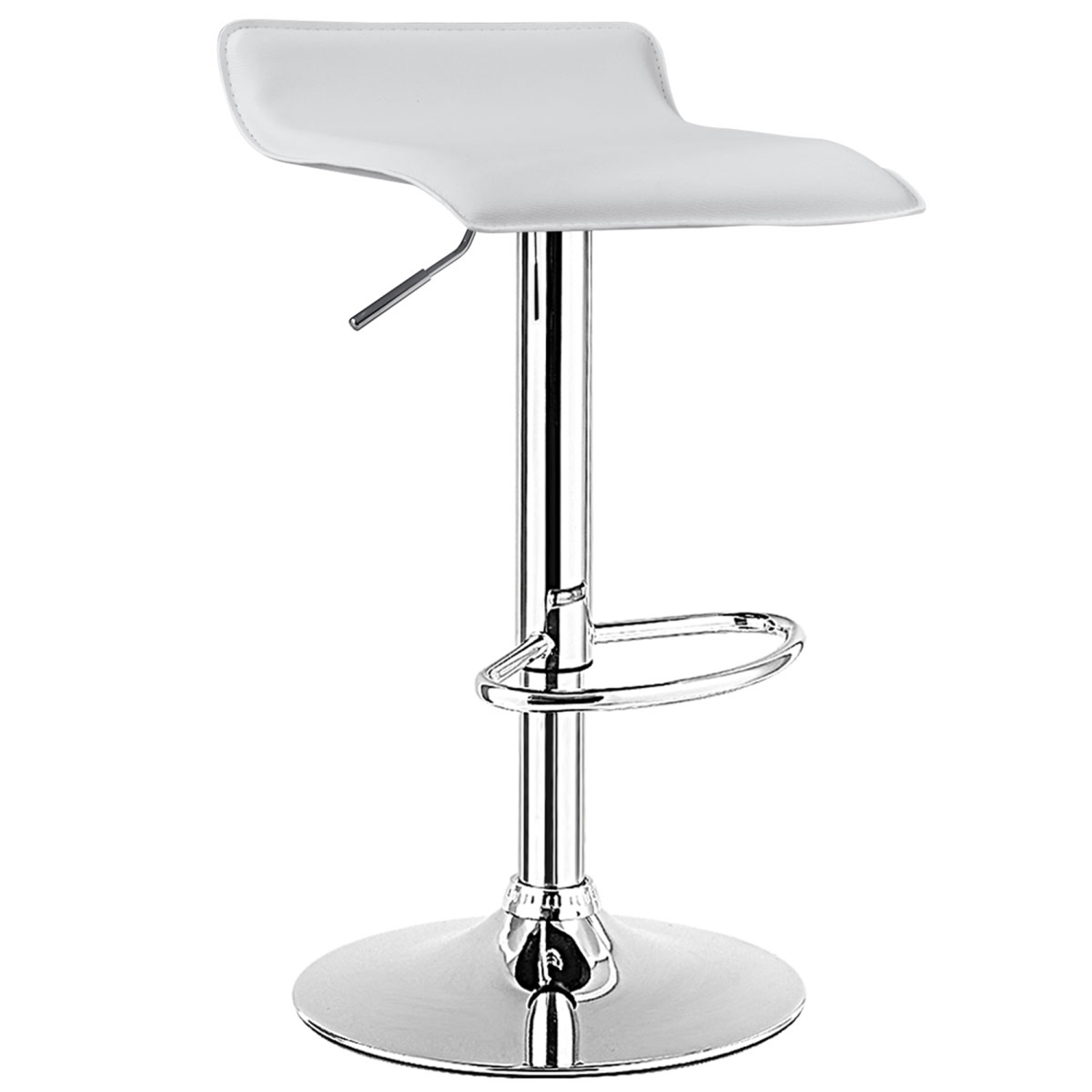 Gymax 2PCS Adjustable Swivel Bar Stools Backless PU Leather White
