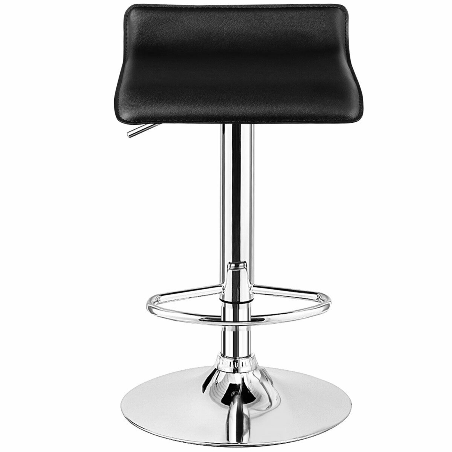 Gymax Set of 2 Swivel Bar Stool PU Leather Adjustable KitchenCounter Bar Chairs Black