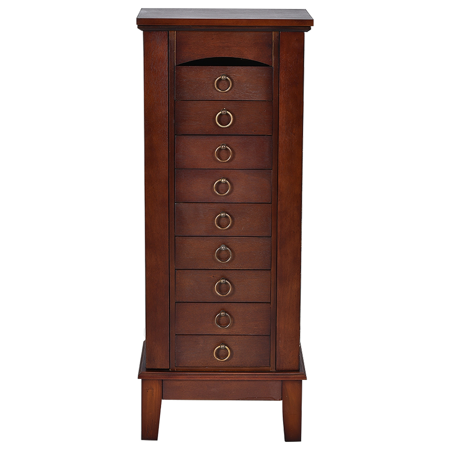 Gymax Jewelry Cabinet Armoire Wood Storage Box Chest Stand Organizer