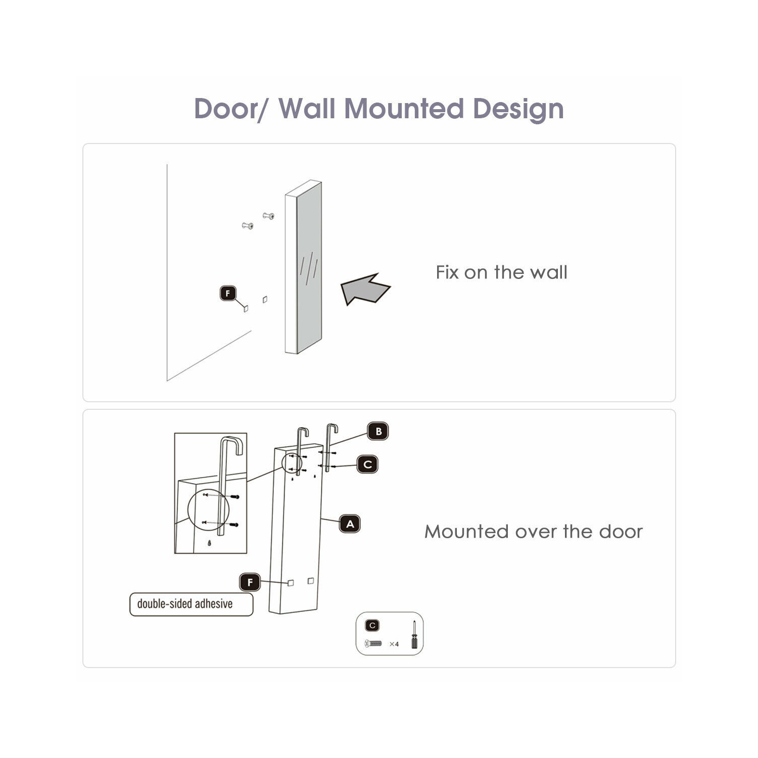 Gymax Wall & Door Mounted Mirrored Jewelry Cabinet Storage Organizer W/ Lights&Drawer