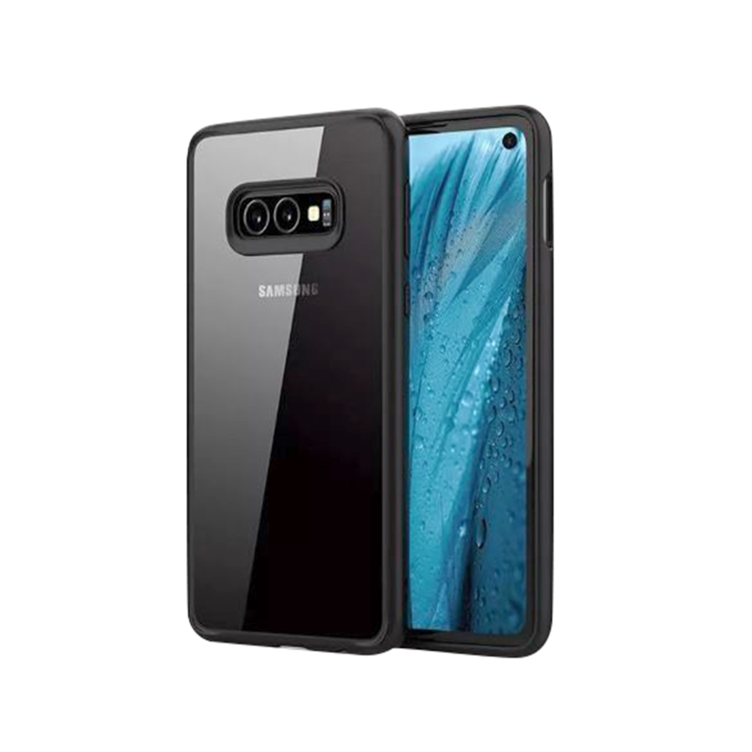 Clear Soft TPU Bumper Stylish Back Cover Phone Case Compatible With Samsung Galaxy S10E - Black