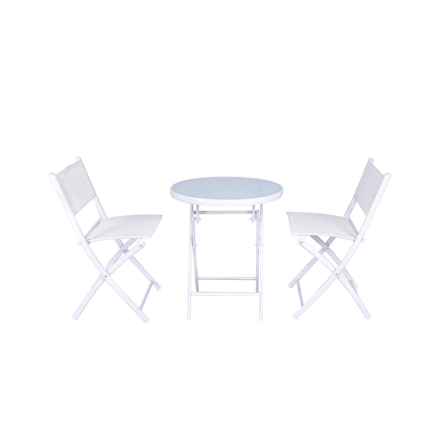 Costway 3pcs Folding Bistro Table Chairs Set Garden Backyard Patio Furniture White