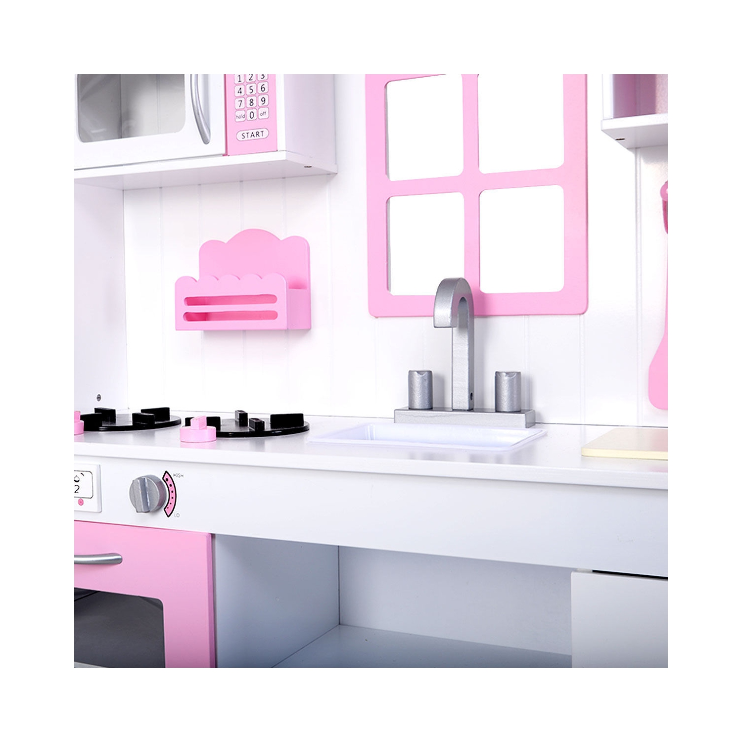 Costway Kids Wood Kitchen Toy Cooking Pretend Play Set Toddler Wooden Playset