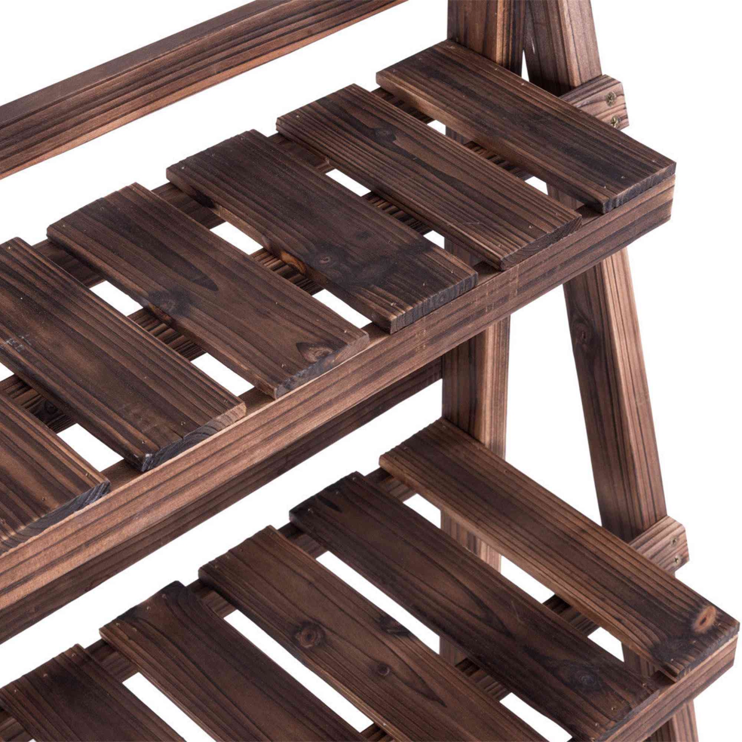 Mobilier d’extérieur en bois à 3 niveaux avec support à tablette pliable Flower Pot de Costway jardin