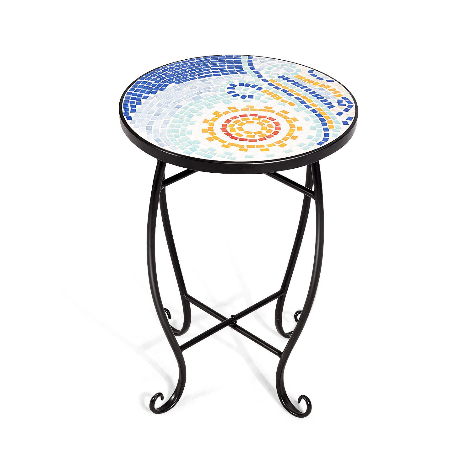 Costway Accent Table Plant Stand Scheme Steel Ocean Outdoor Indoor Garden