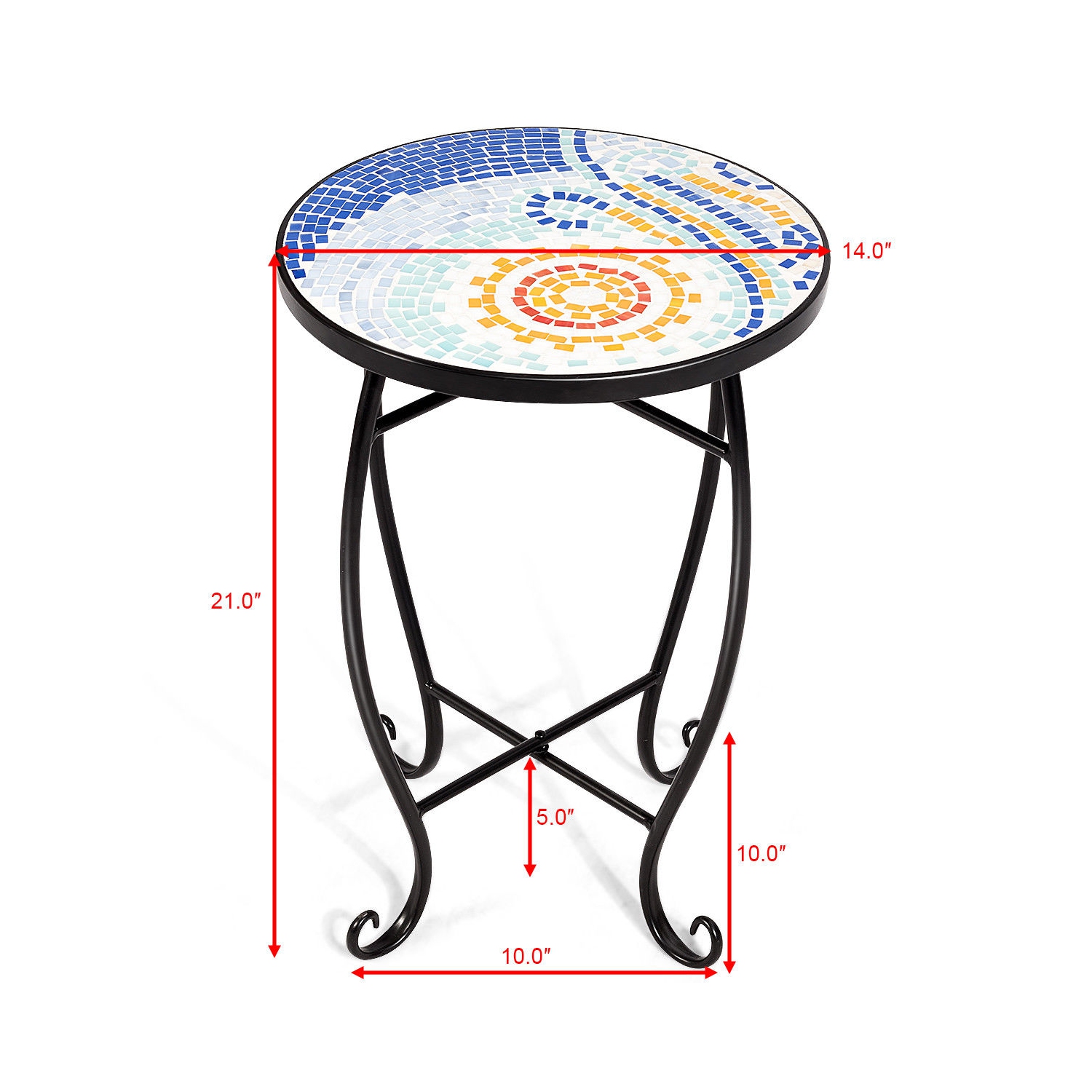 Costway Accent Table Plant Stand Scheme Steel Ocean Outdoor Indoor Garden