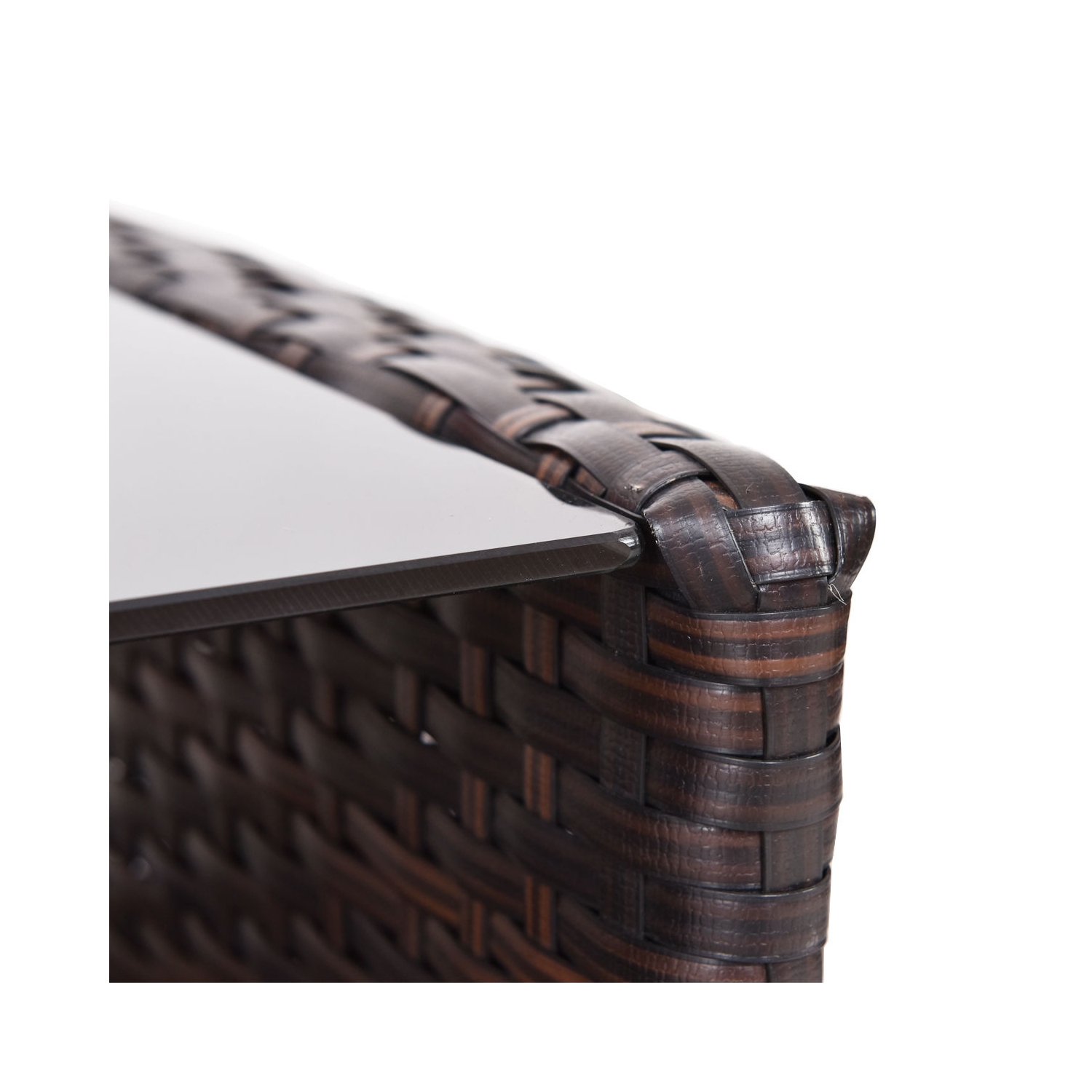 Ensemble de meubles de jardin en rotin de Costway, 4 pièces, table, étagère et coussin beige