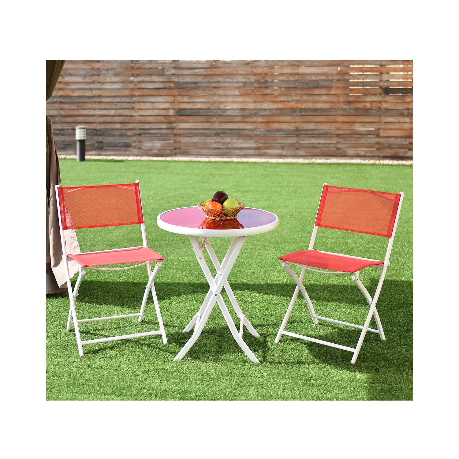 Ensemble à dîner de jardin 3 pièces – Pliable