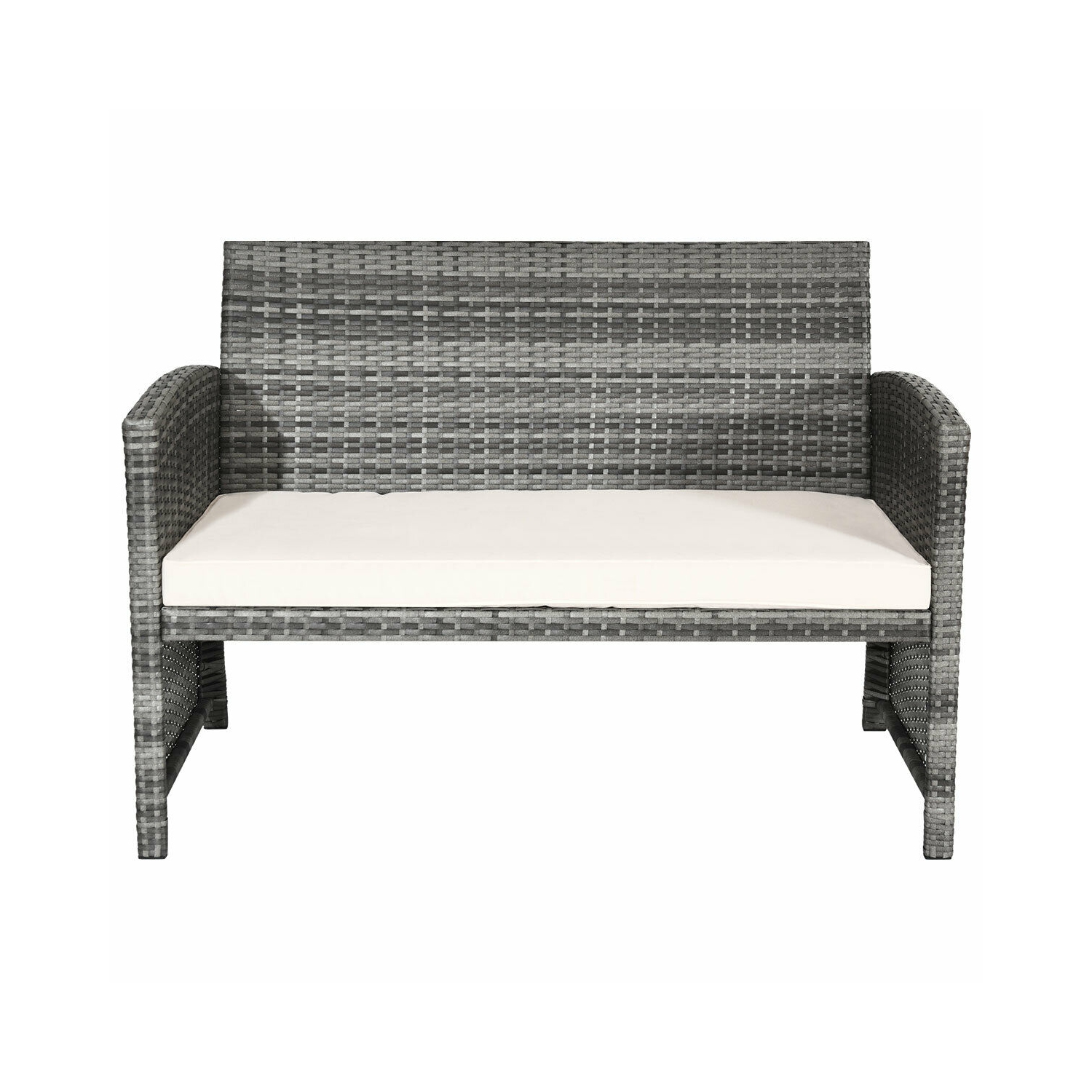 4pcs Ensemble de mobilier de patio en rotin Canapé de jardin avec sièges rembourrés