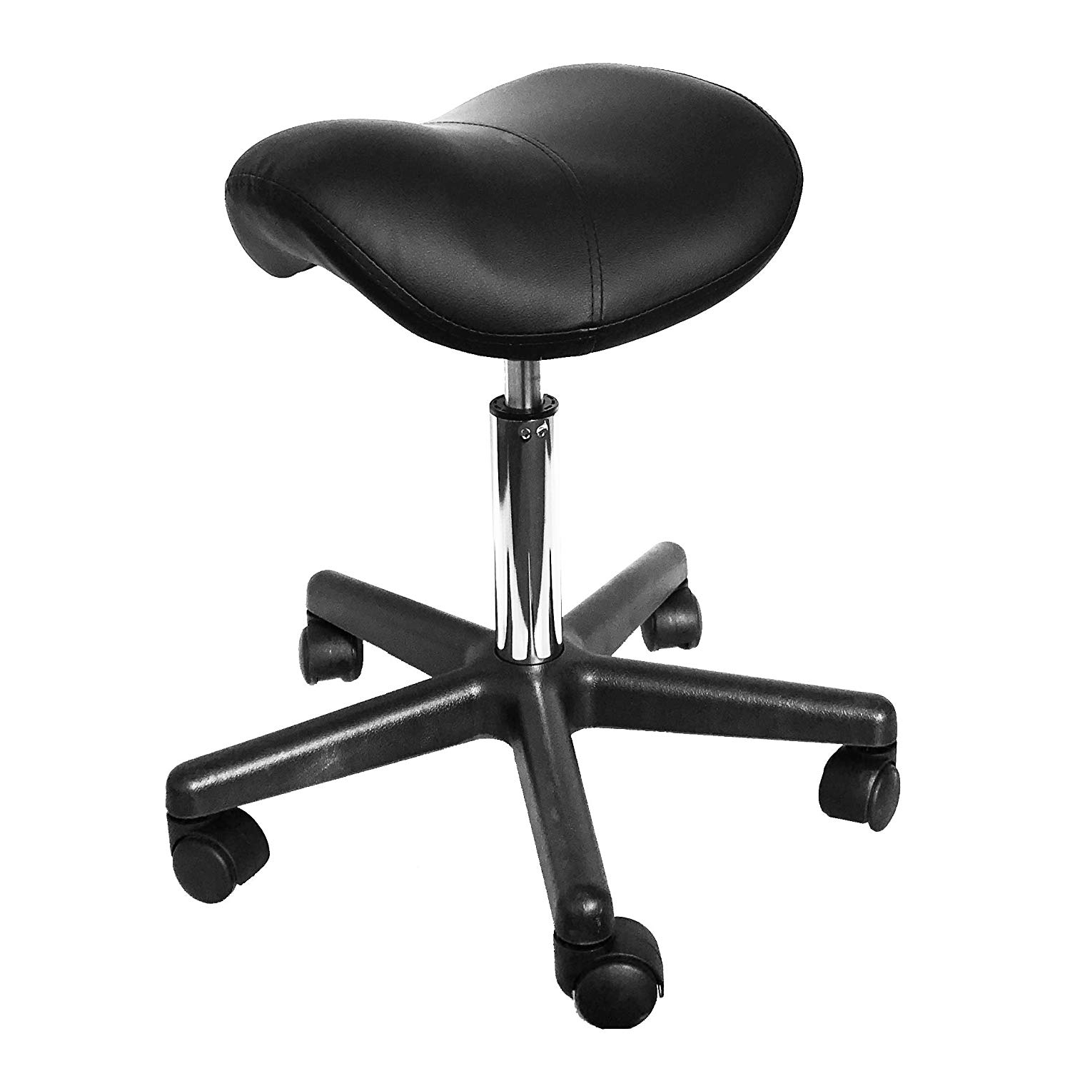 Saddle Stool Chair for Dental Office Massage Clinic Spa Salon Cutting Saddle Rolling Stool with Wheels Adjustable Height Black