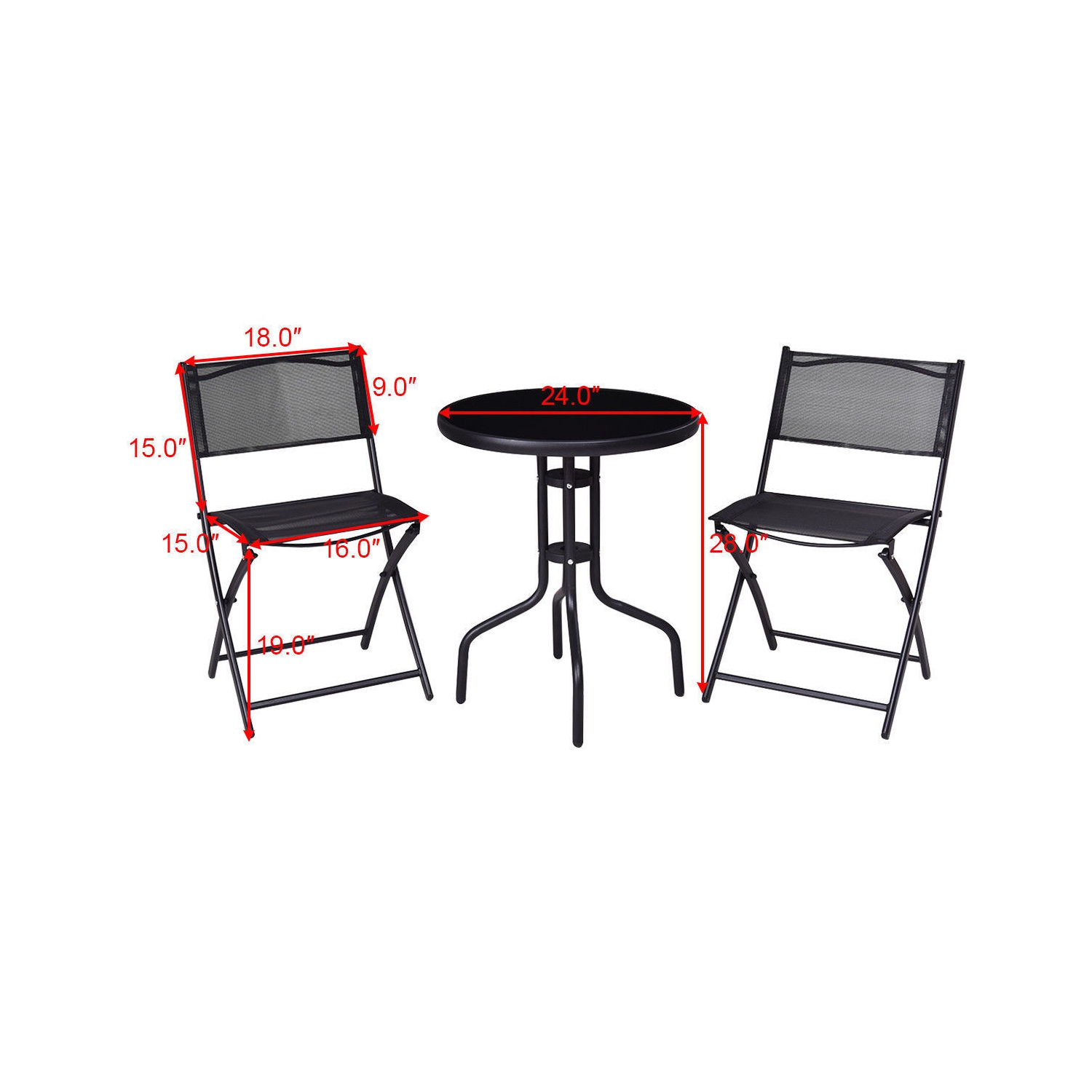 Gymax Ensemble de Chaises Pliables & Table de Jardin Mobilier d’extérieur pourTerrasse Patio