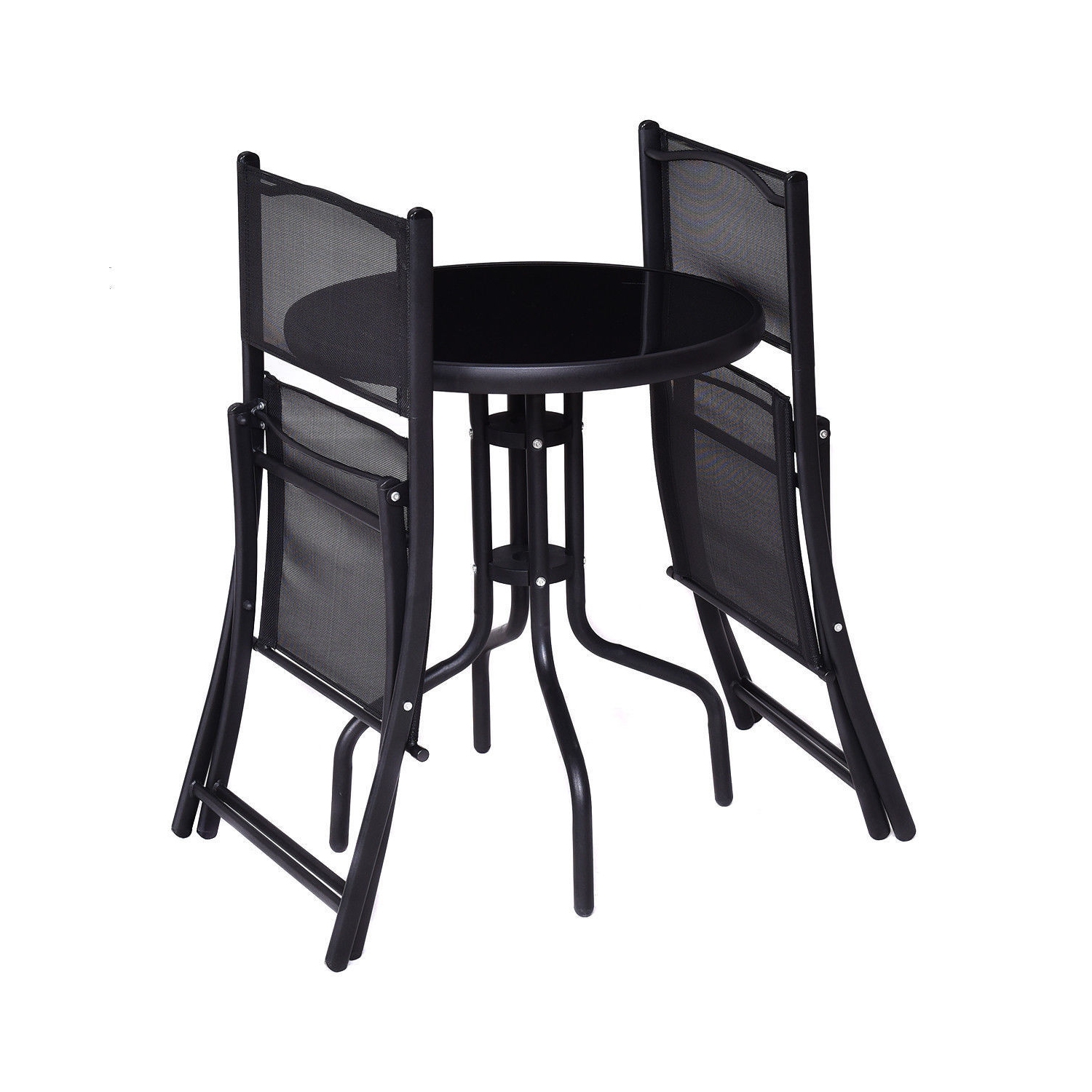 Gymax Ensemble de Chaises Pliables & Table de Jardin Mobilier d’extérieur pourTerrasse Patio