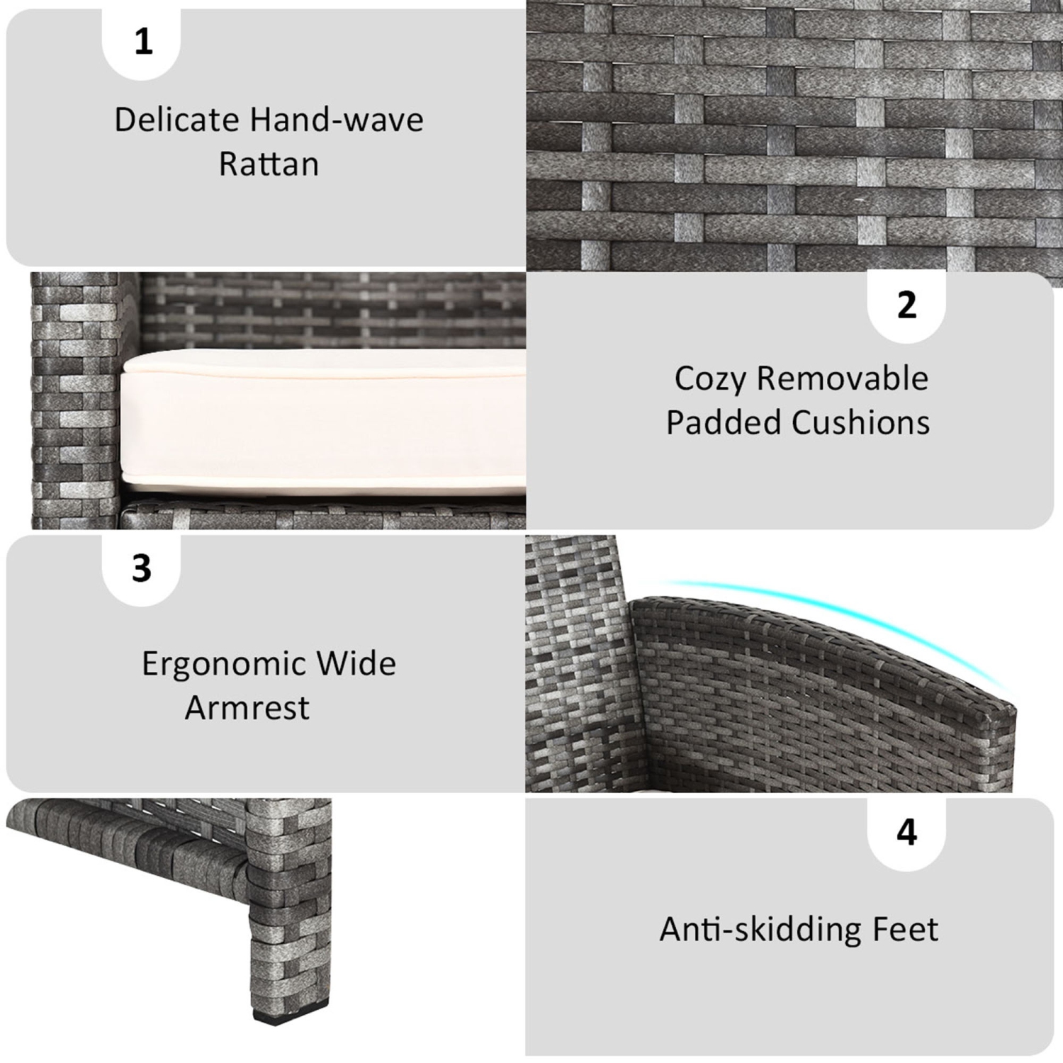 4 PCS Ensemble de mobiliers d'extérieur en rotin fauteuil et table basse de la marque Gymax