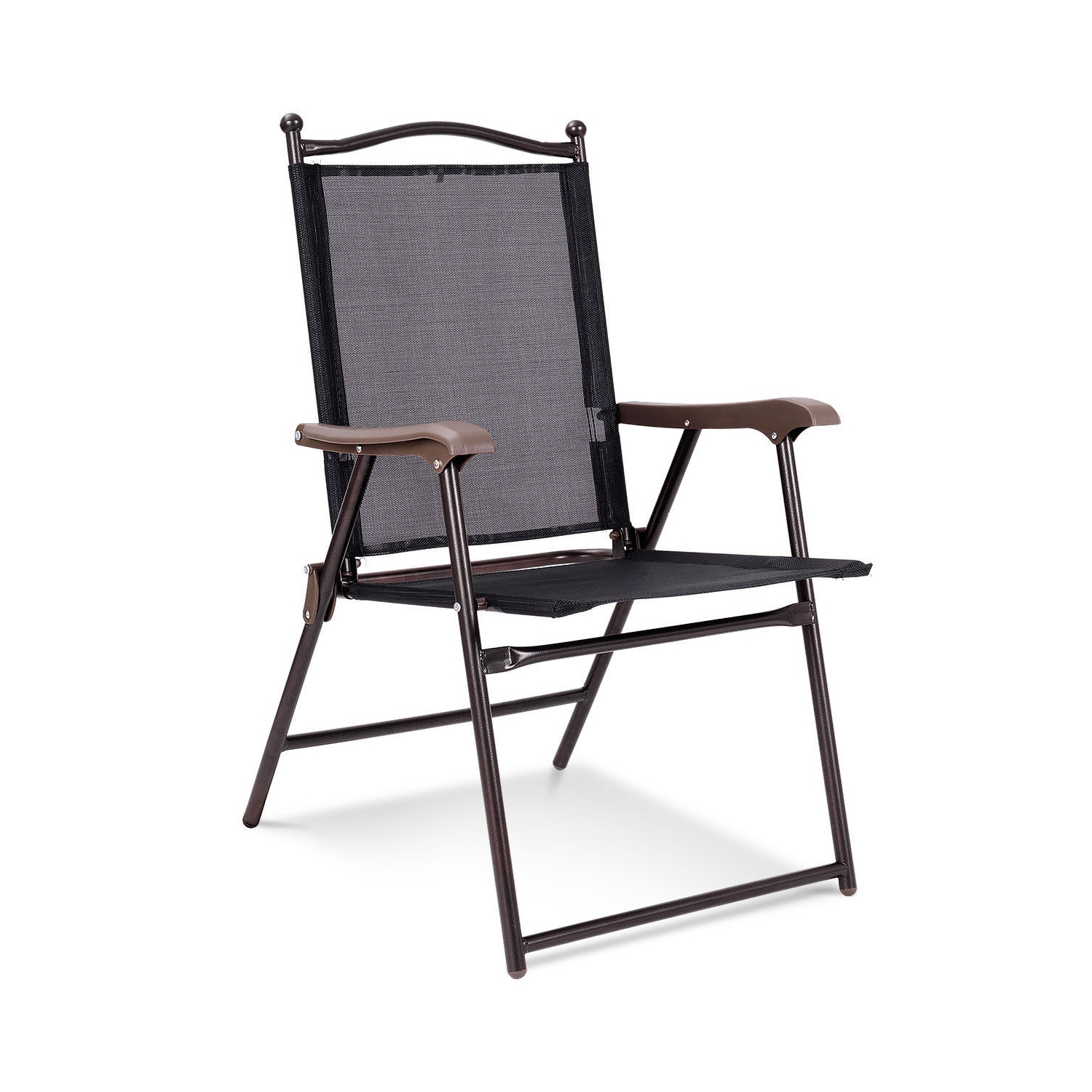 Gymax Set of 2 Folding Patio Furniture Sling Back Chairs Outdoors Black