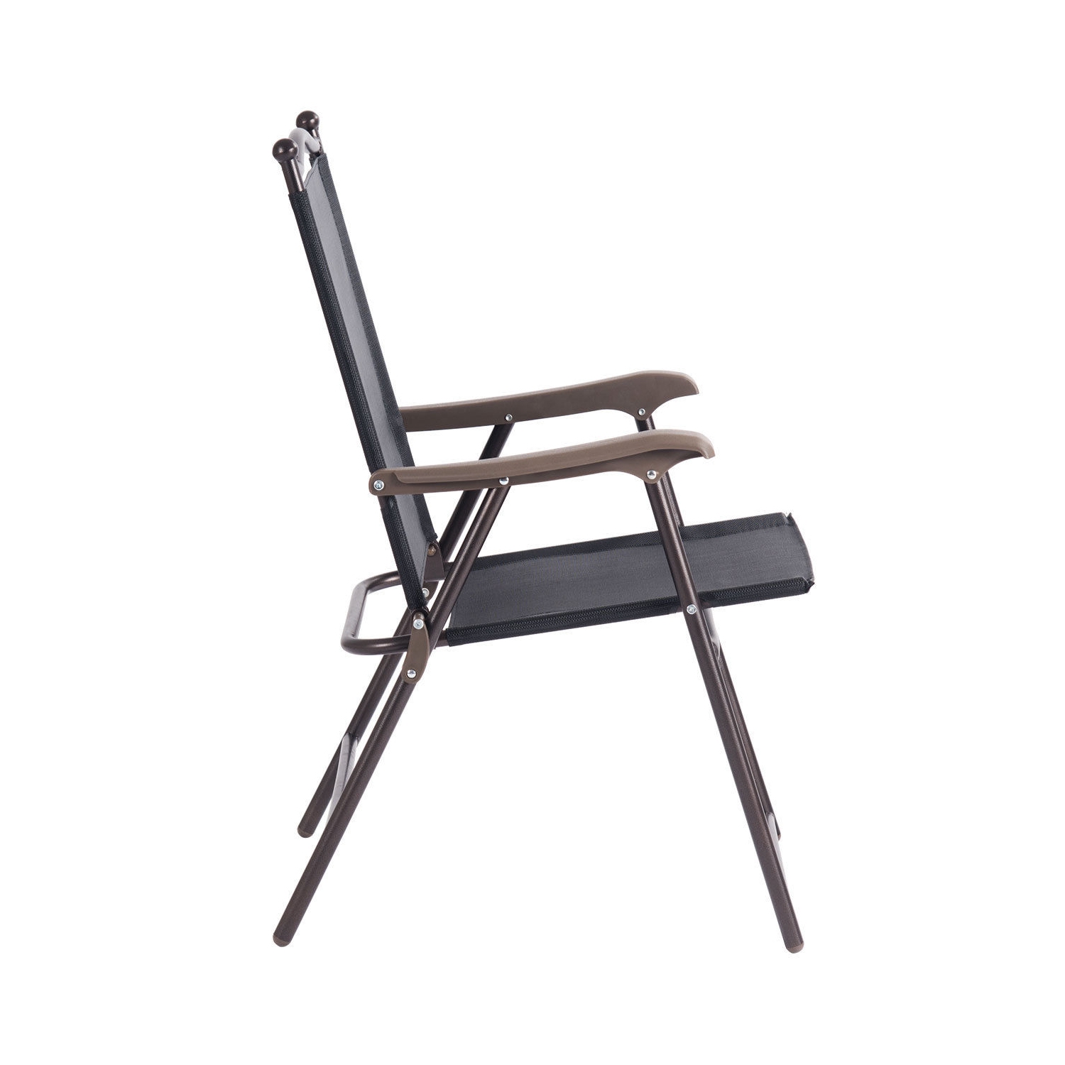 Gymax Set of 2 Folding Patio Furniture Sling Back Chairs Outdoors Black