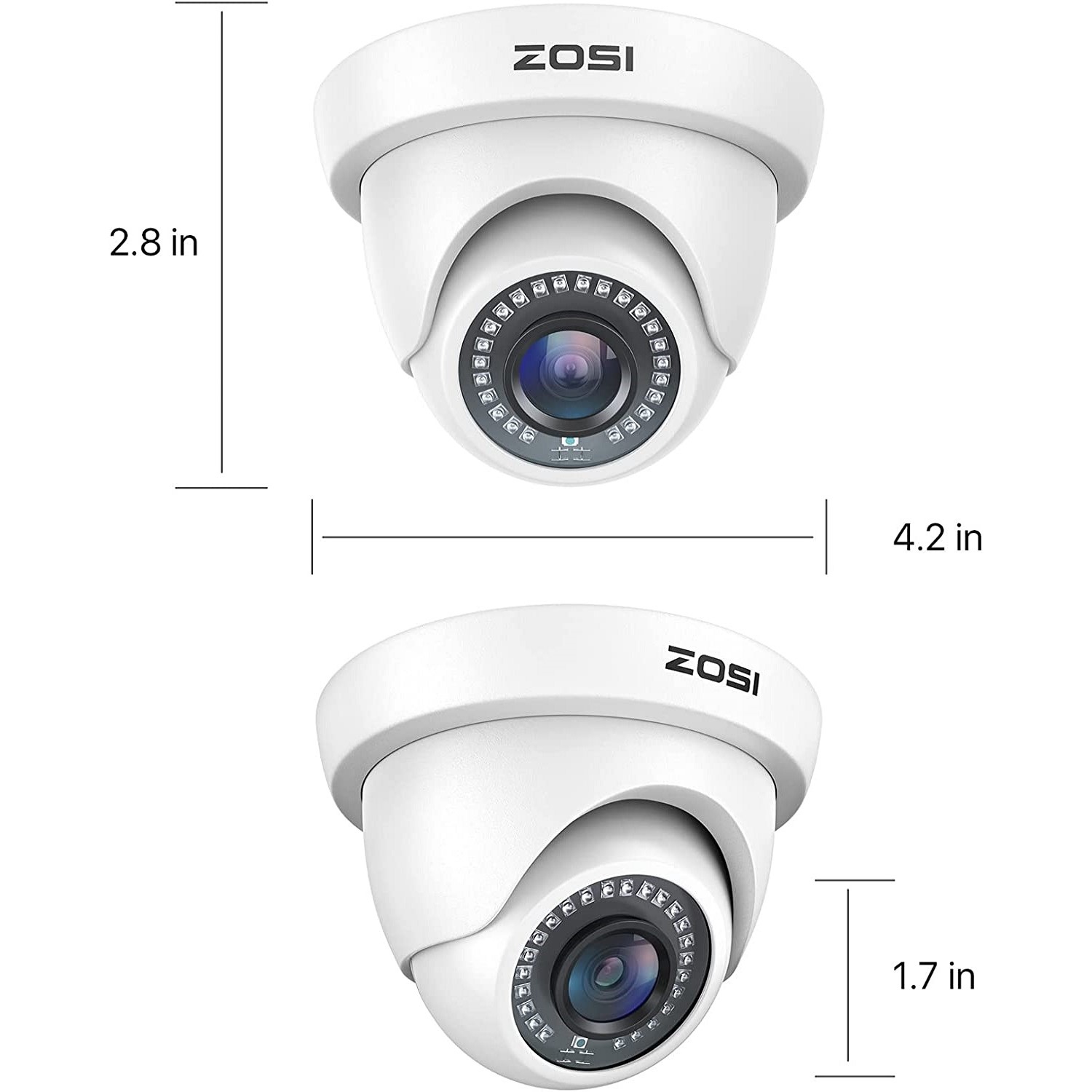 ZOSI 1080P HD Add-On Wired Outdoor Hybrid 4-in-1 Home Security Camera for HD-TVI/AHD/CVI/CVBS/960H Surveillance DVR Video Recorder, 80ft IR Night