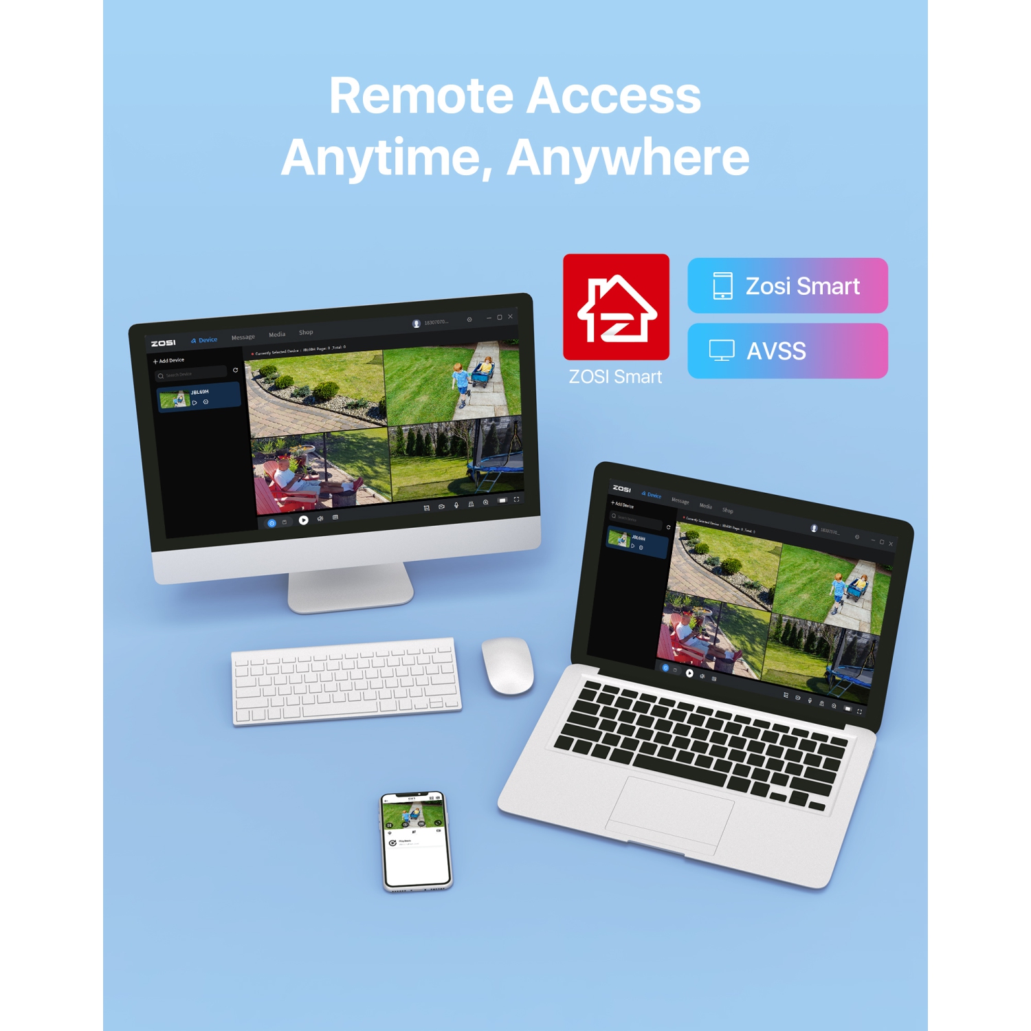 ZOSI H.265+ 8CH 5MP Lite DVR Home Security Camera System with 1TB HDD, 4pcs 2MP Dome Outdoor Surveillance Cameras, 80ft Night Vision, Motion