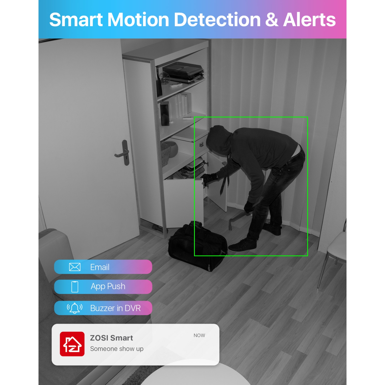 ZOSI H.265+ 8CH 5MP Lite DVR Home Security Camera System with 1TB HDD, 4pcs 1080P FHD Dome Wired Outdoor Surveillance Cameras, 80ft Night Vision,