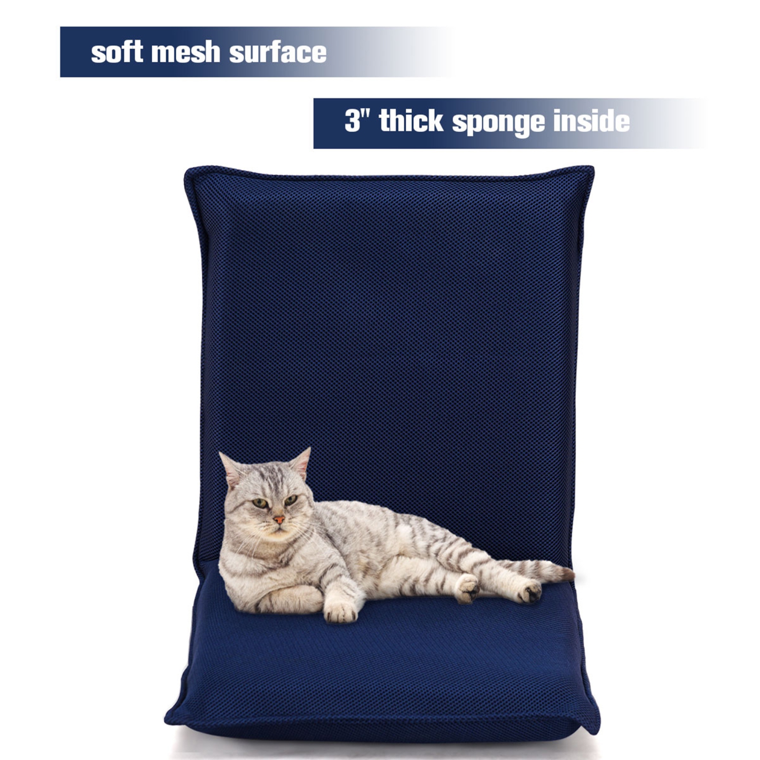 Gymax Adjustable 6-Position Floor Chair Folding Lazy Man Sofa Chair Multiangle Navy