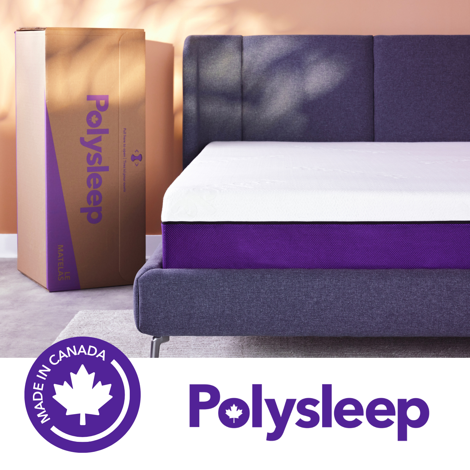 Polysleep 10" Antimicrobial Memory Foam Mattress — Breathable Top Layer & Soft Liquid Repellent Cover, Premium Hybrid Bed in a Box, Made in Canada —