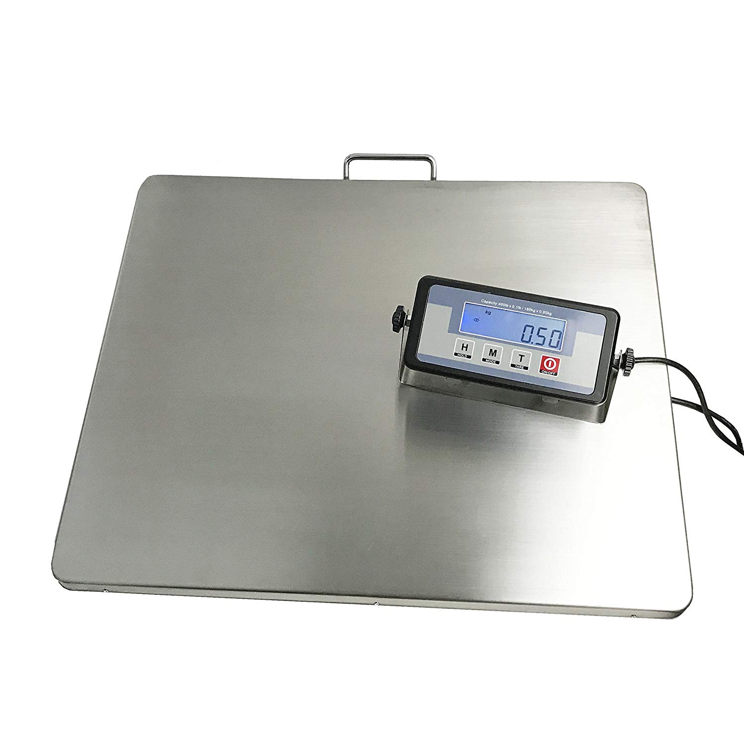 Extra Large 22" x 18" Stainless Steel 400lb Heavy Duty Digital Postal Shipping Scale, Powered by Batteries or AC Adapter