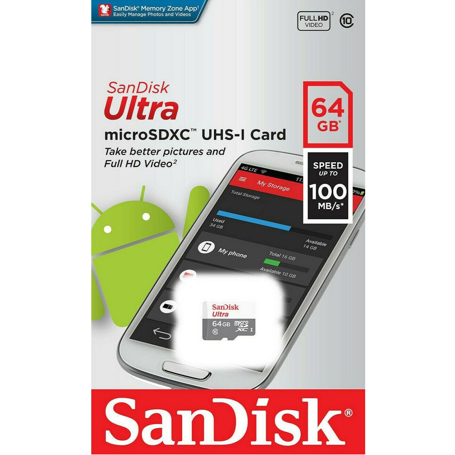 SanDisk Ultra 64GB 80MB/s UHS-I Class 10 Micro SD Card SDSQUNS-064G