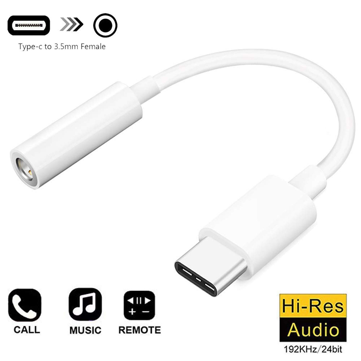 (CABLESHARK) USB C/Type C to 3.5mm Aux Audio Headphone Jack Adapter USB C to 3.5mm Audio Adapter